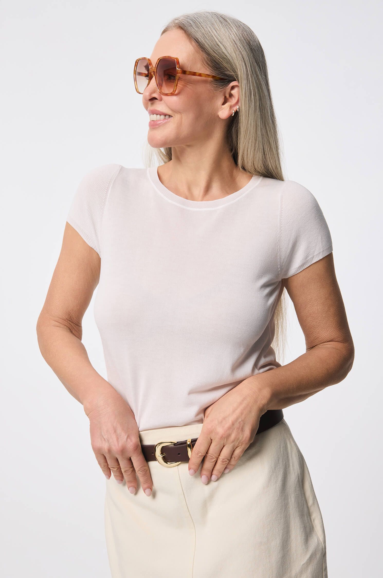 Biała bluzka z wiskozą Solar Obraz 2