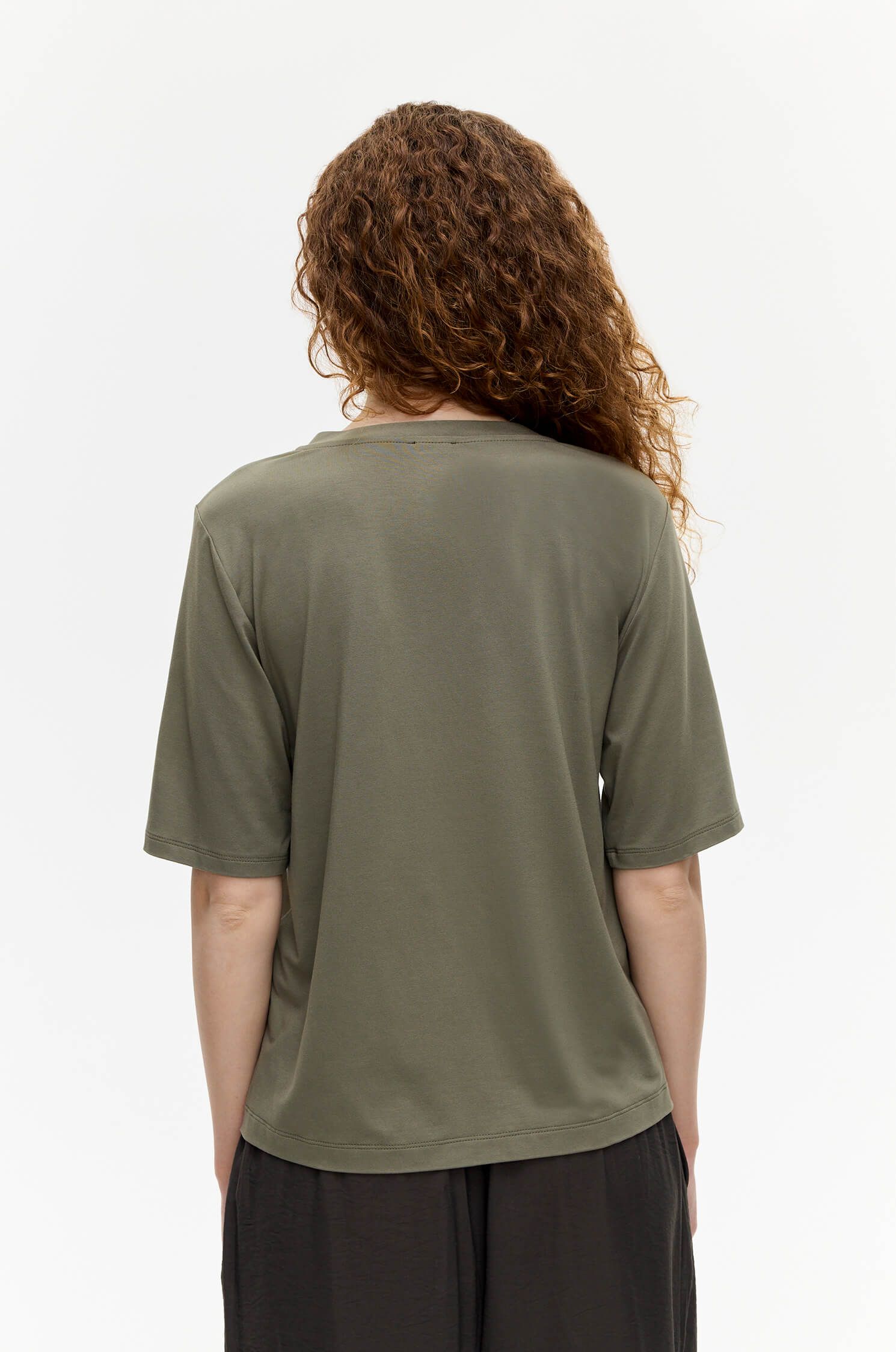Wiskozowa bluzka khaki Solar Obraz 4