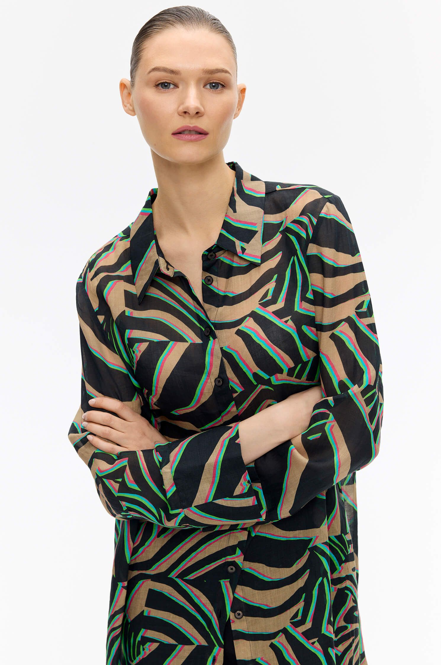 Koszula oversize w zwierzęcy print Solar Obraz 2