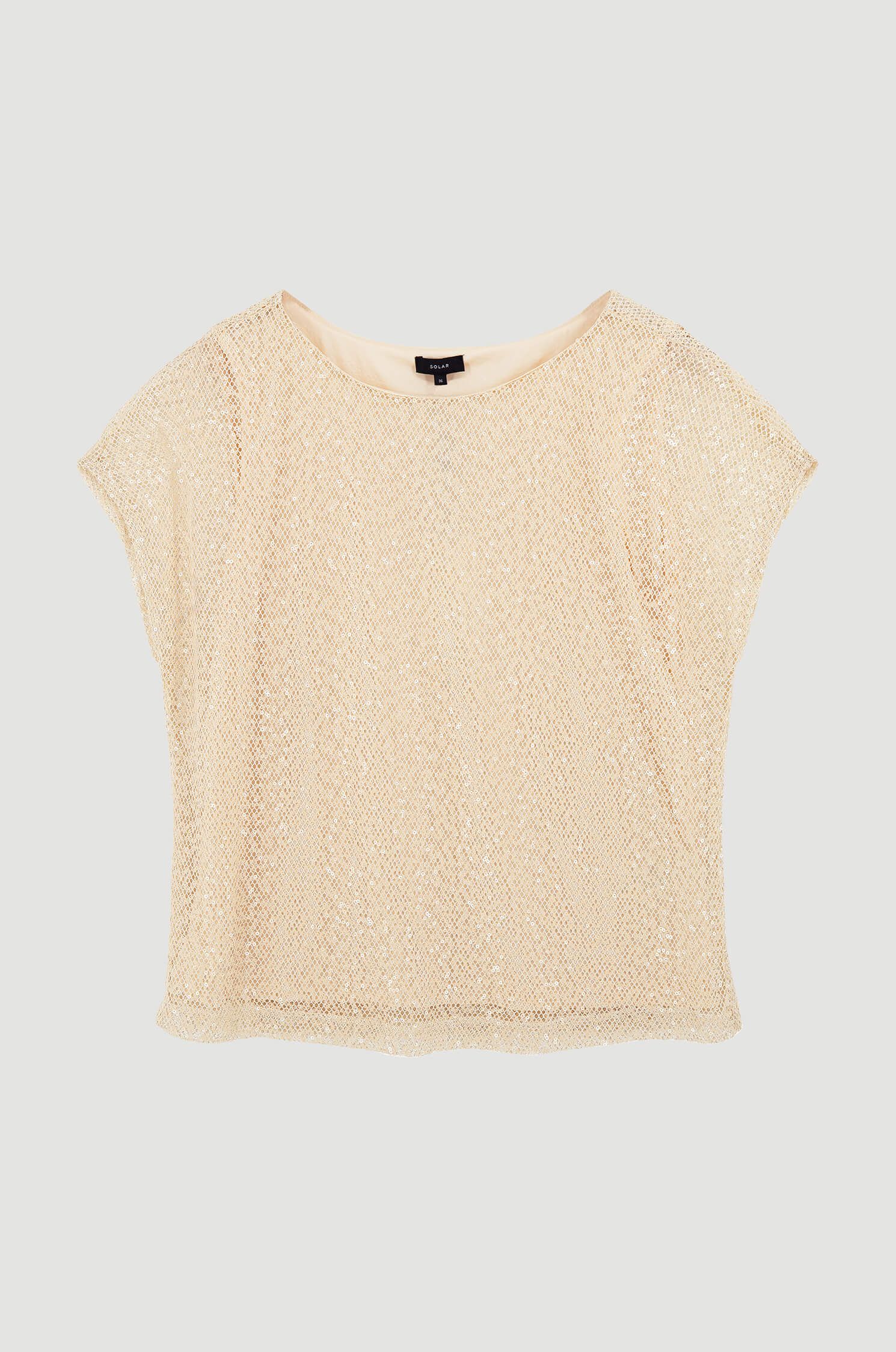 Połyskująca bluzka z dekoltem w łódkę Solar Obraz 4