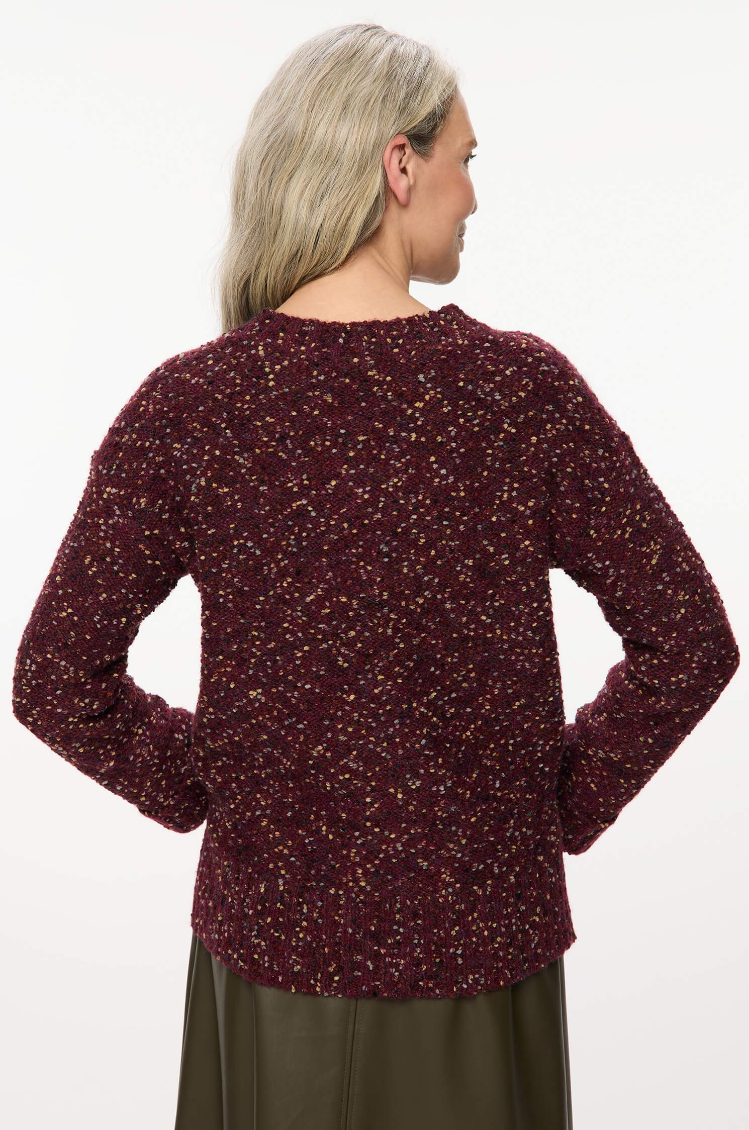 Burgundowy sweter ze strukturalnej dzianiny Solar Obraz 4