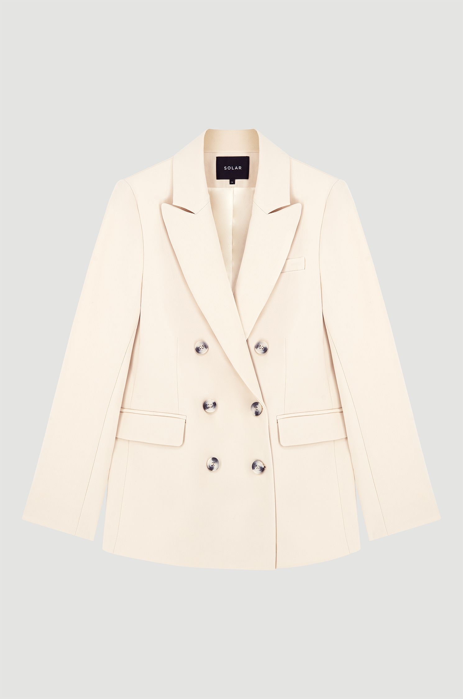 Beżowa marynarka z dwurzędowym zapięciem Solar Obraz 4