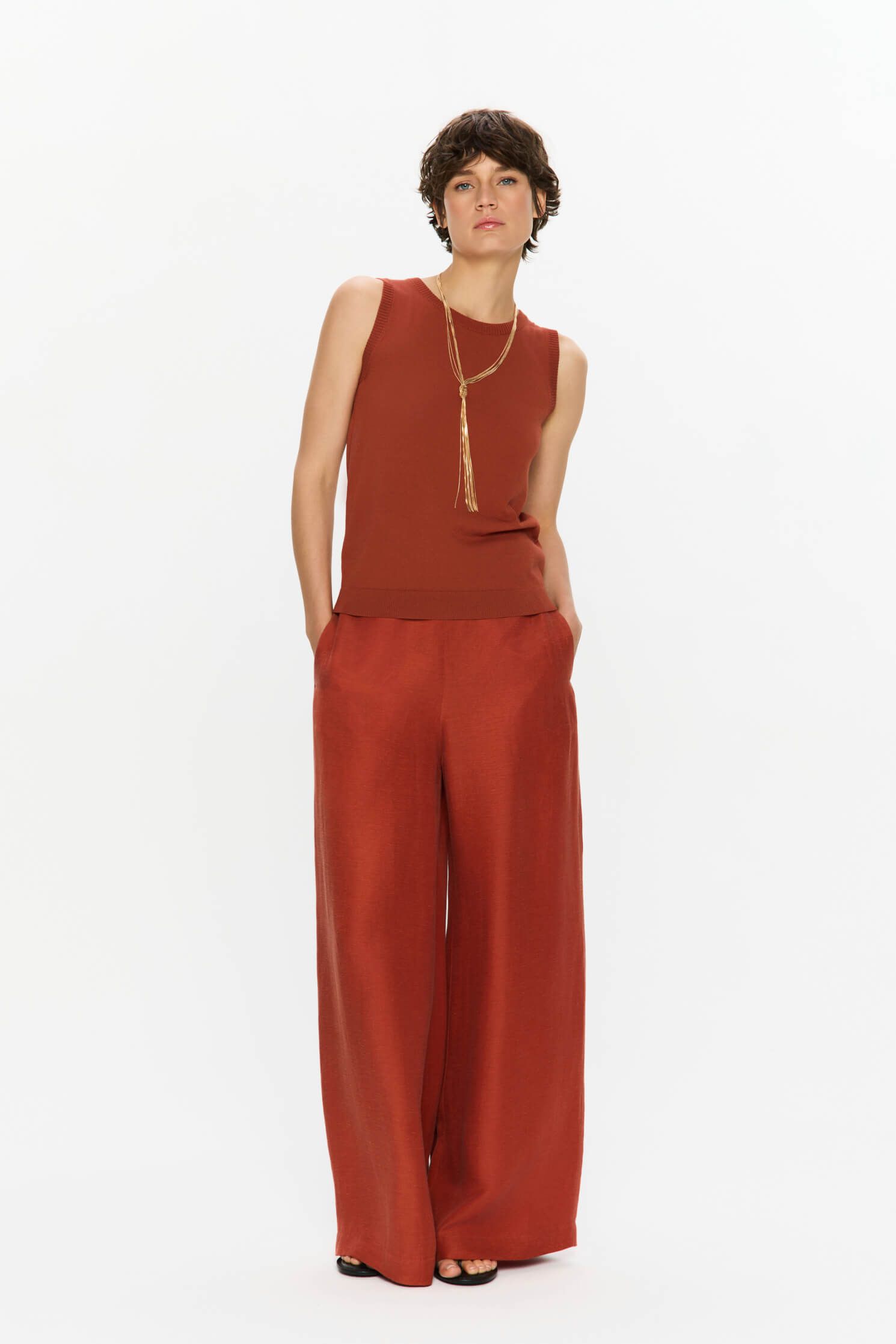 Dzianinowy top z ozdobnym ściegiem Solar Obraz 1