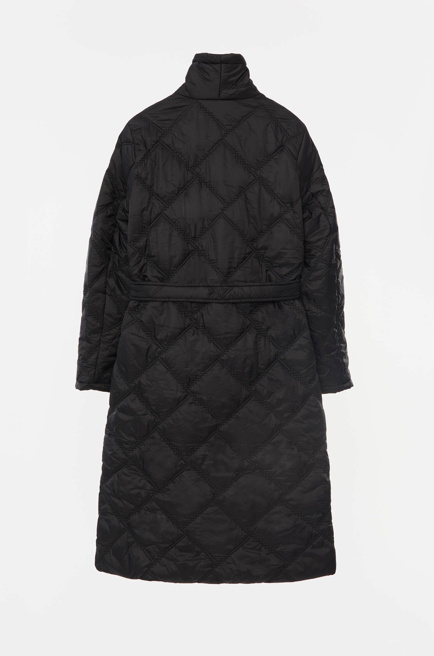 Pikowany płaszcz wiązany w pasie Solar Obraz 5