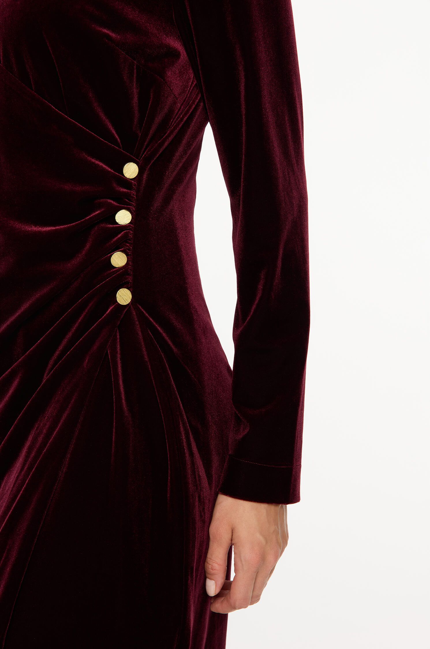 Burgundowa sukienka z drapowaniem Solar Obraz 3