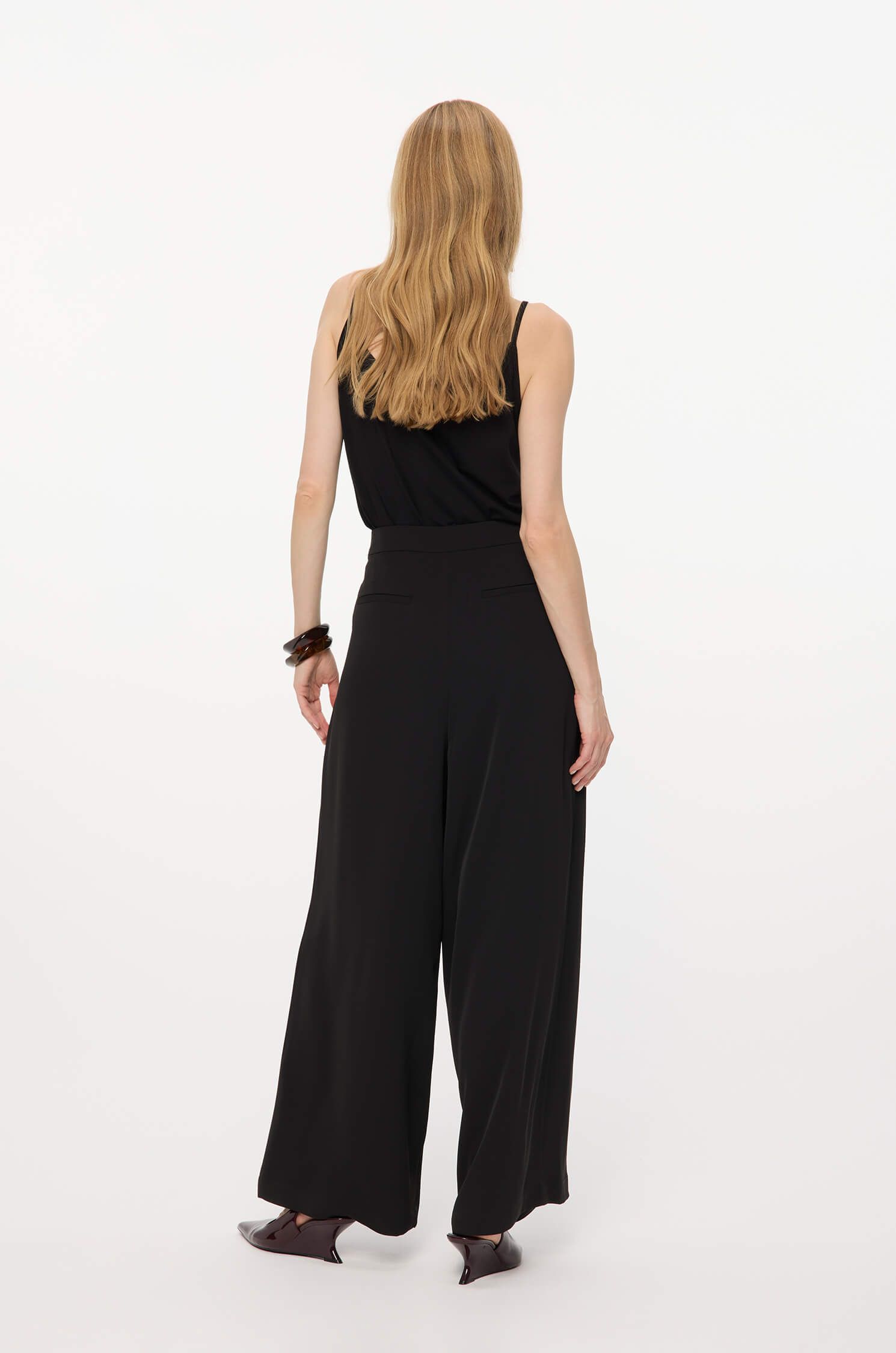 Czarne spodnie wide leg Solar Obraz 4