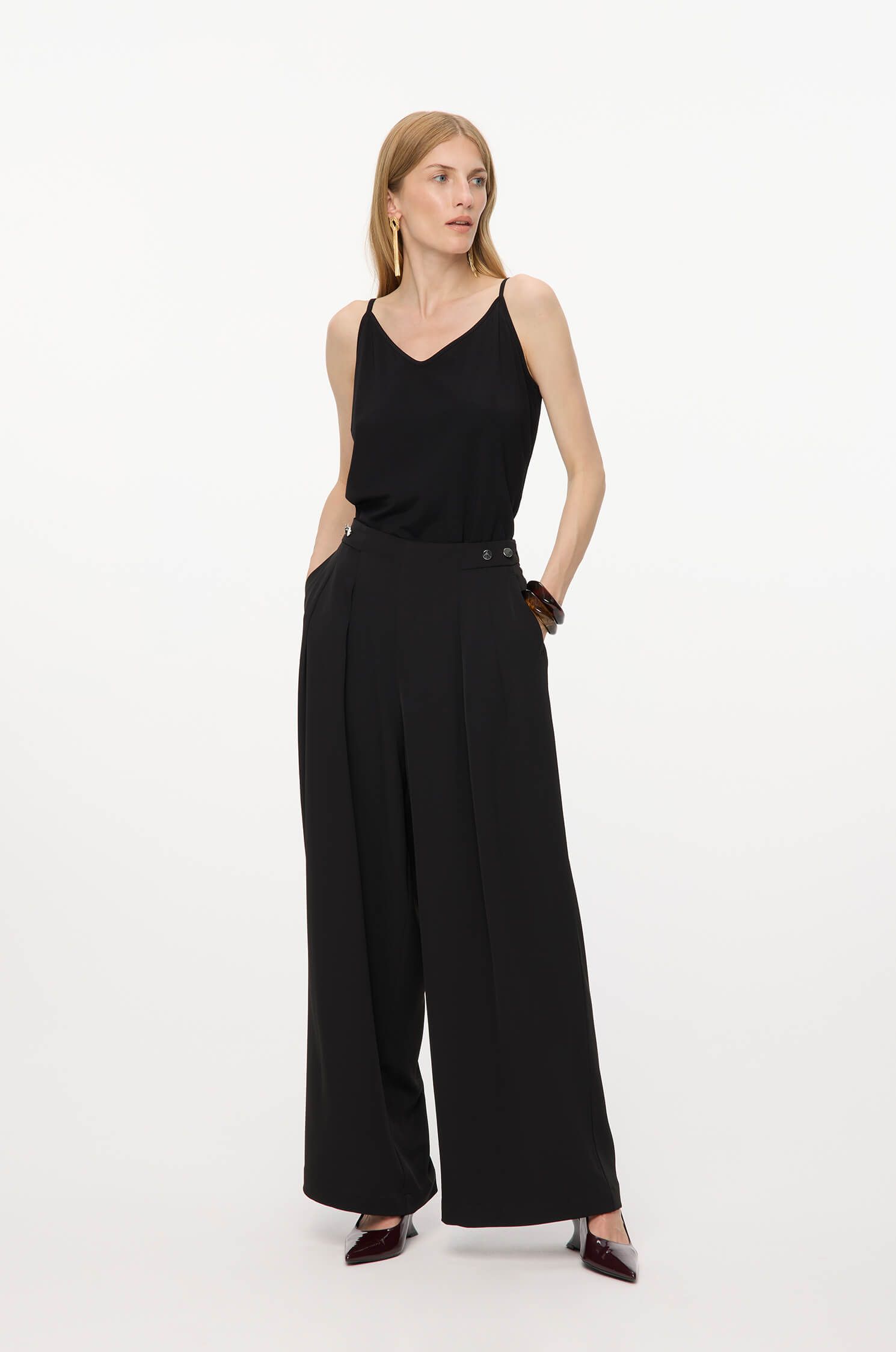 Czarne spodnie wide leg Solar Obraz 1