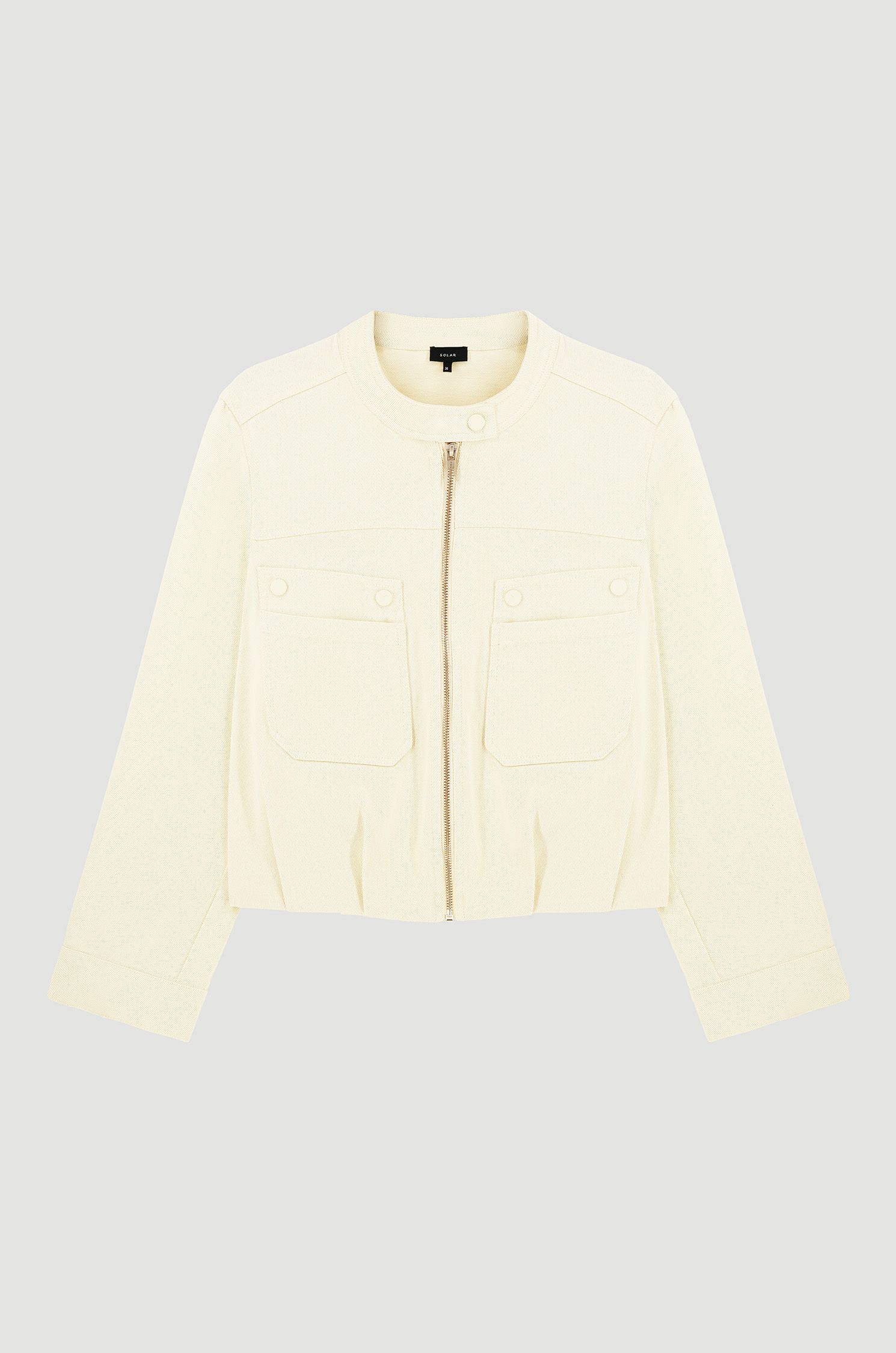 Beżowa kurtka jeansowa ze stójką Solar Obraz 4