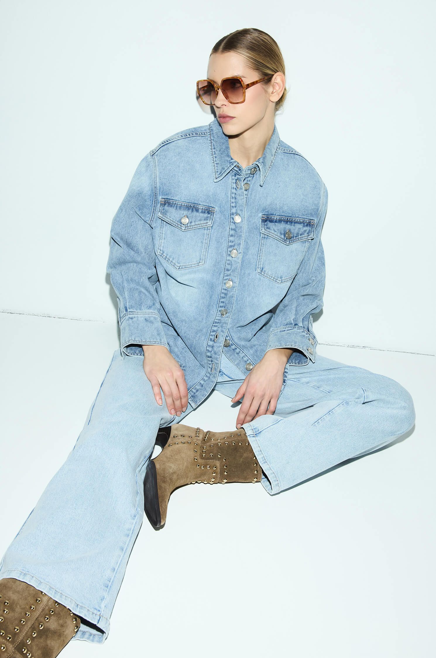 Jeansowa koszula zapinana na guziki Solar Obraz 1