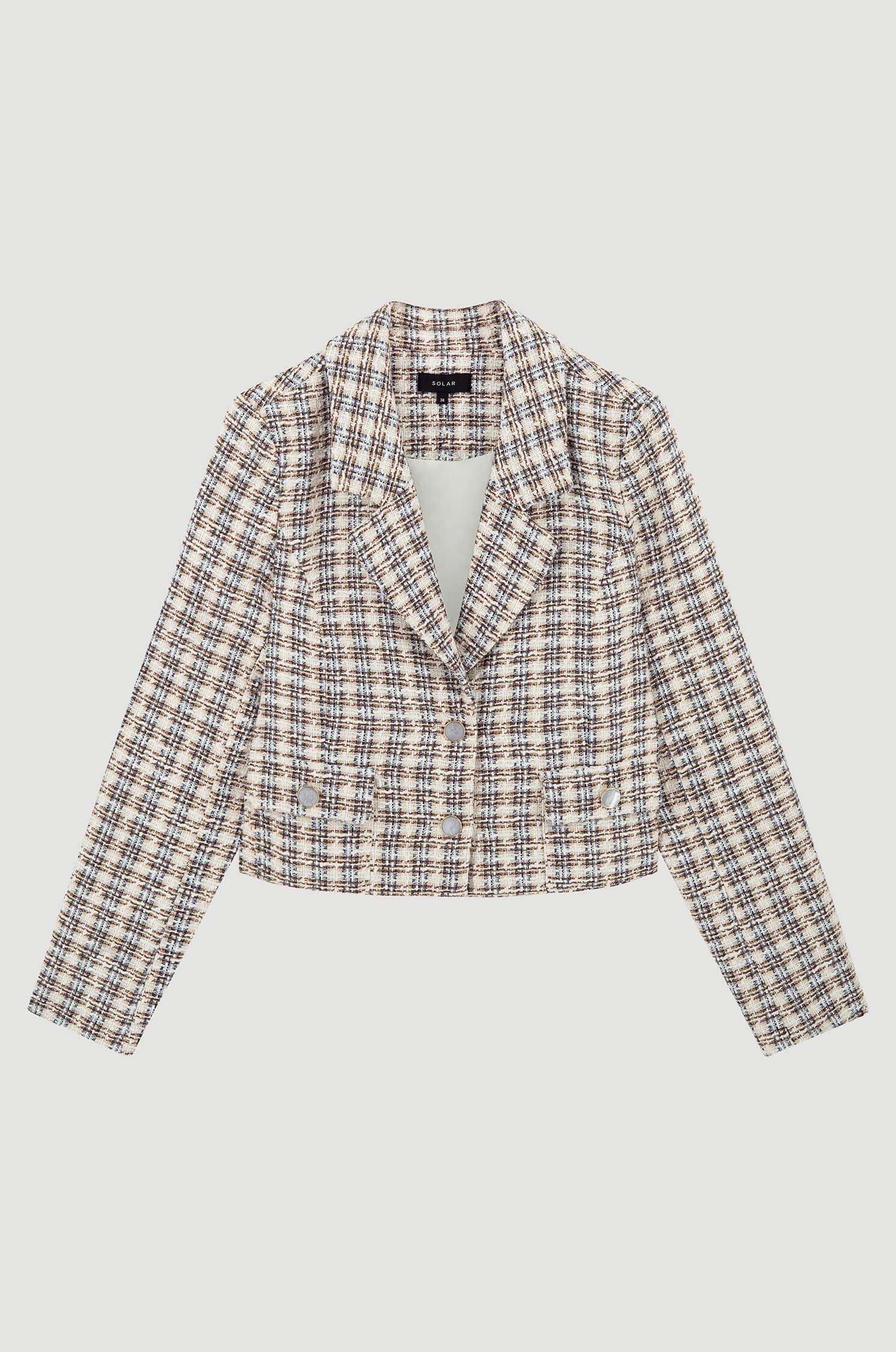 Żakardowa marynarka w kratę Solar Obraz 5