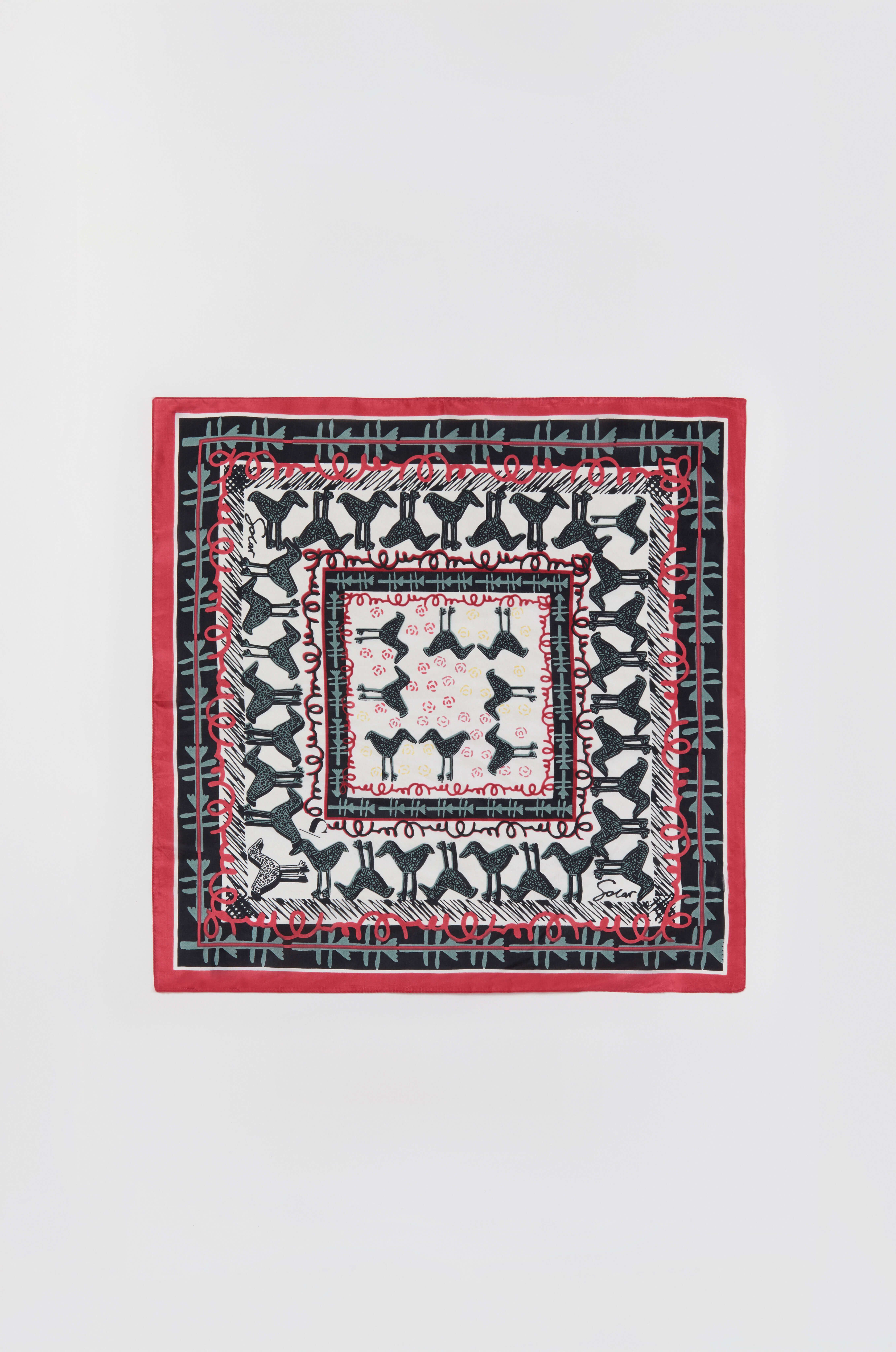 Jedwabna apaszka z motywem ptaków Solar Obraz 2