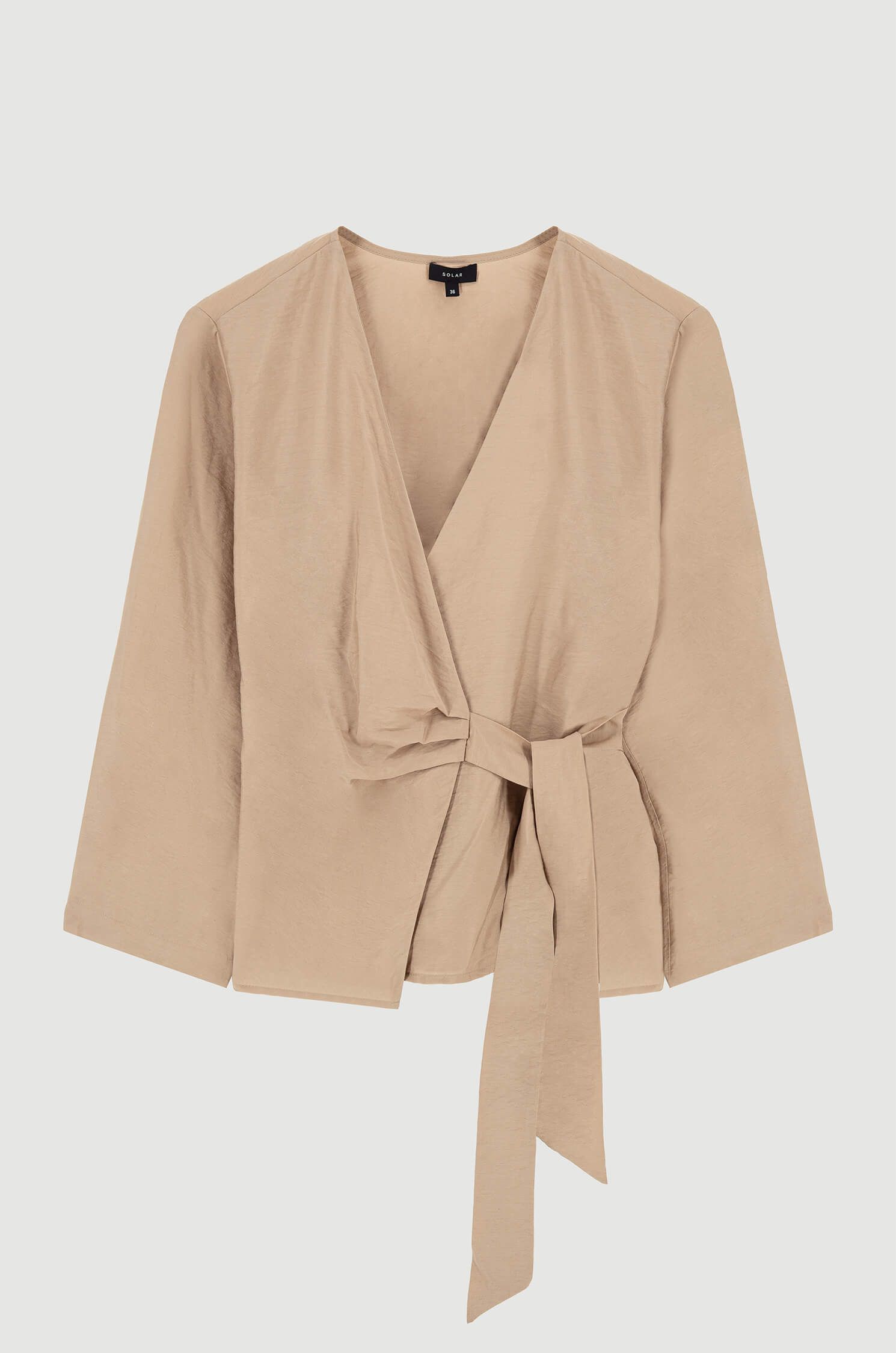 Beżowa koszula z wiązaniem Solar Obraz 5