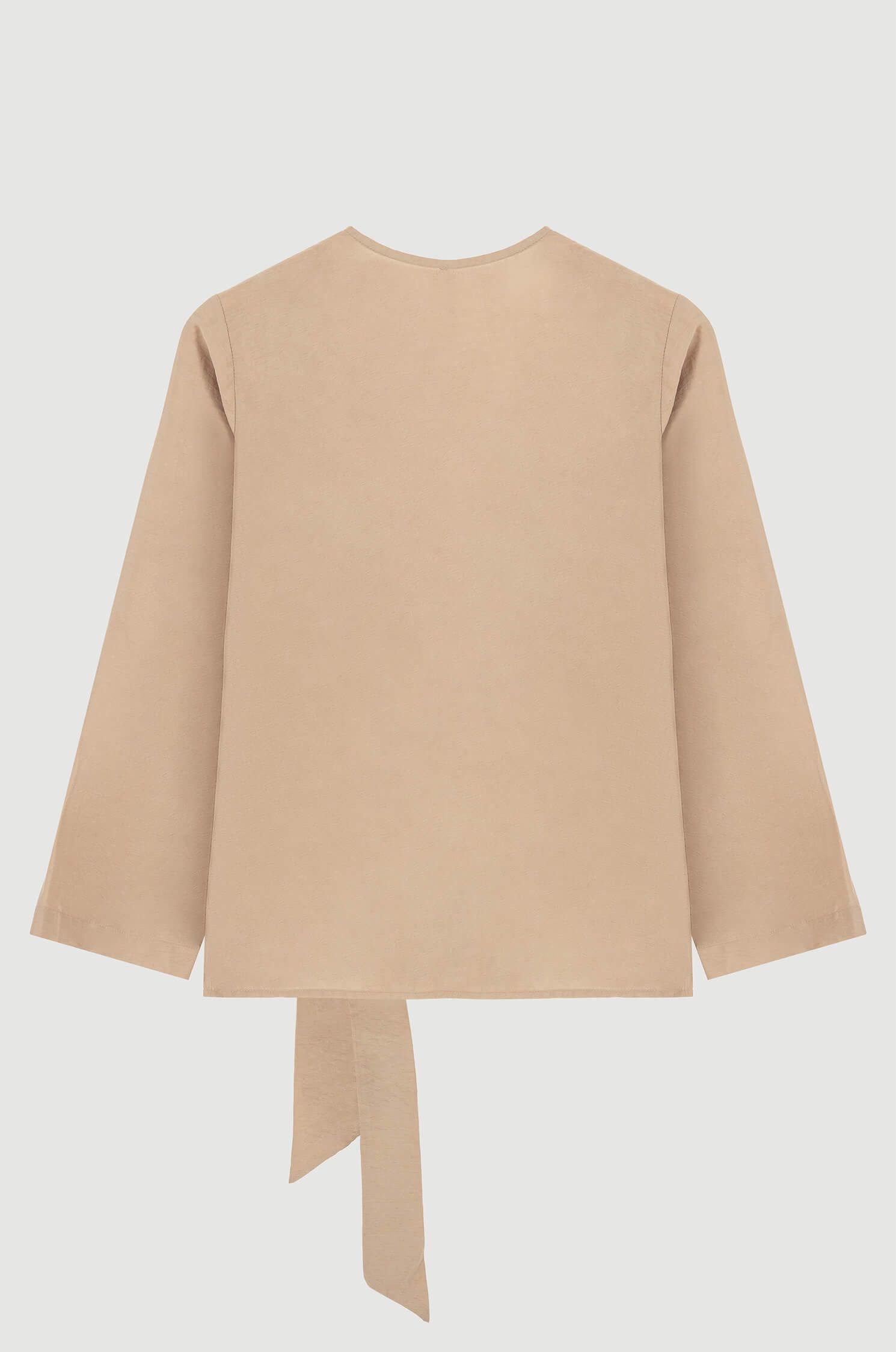 Beżowa koszula z wiązaniem Solar Obraz 6