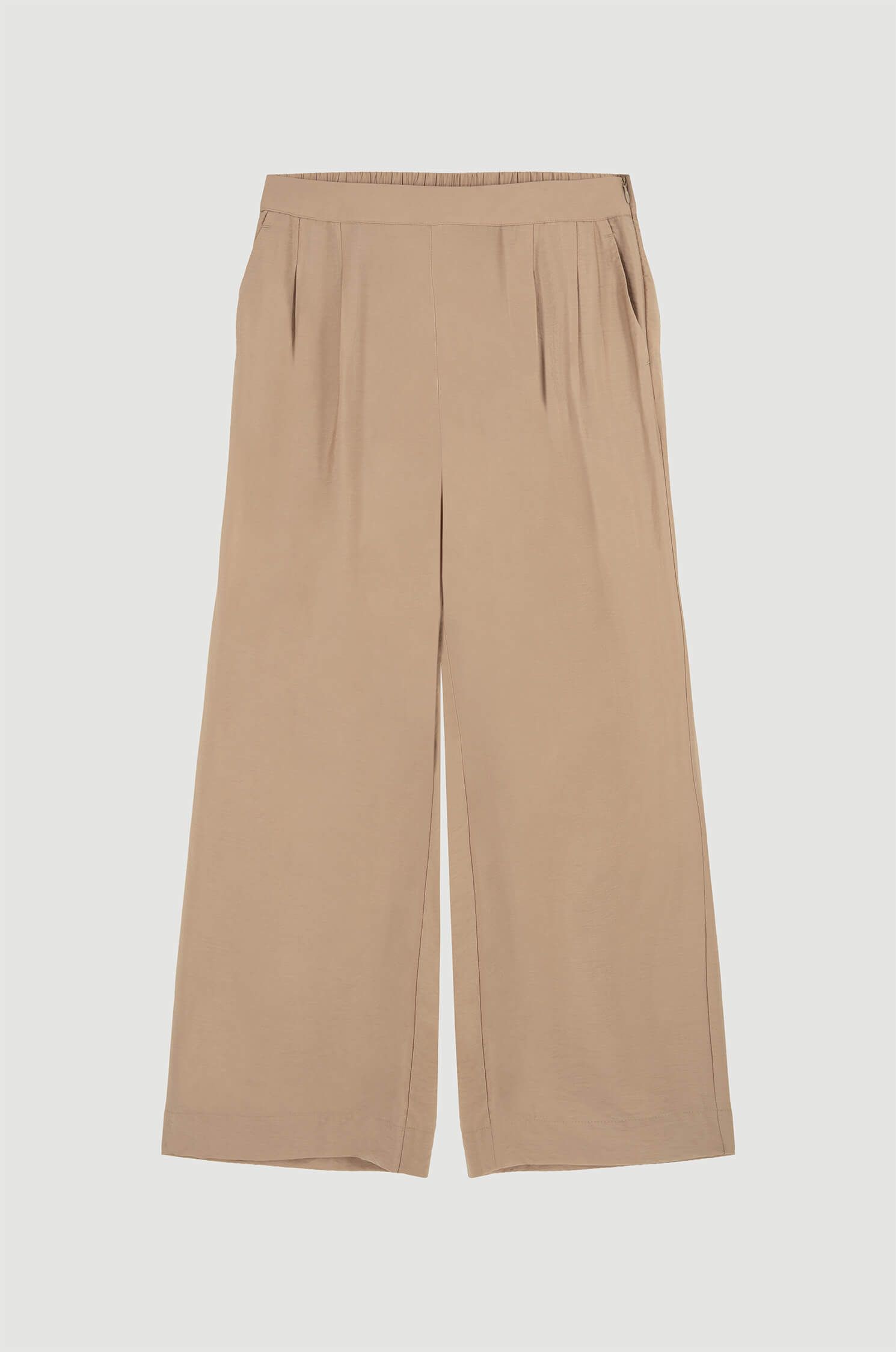 Beżowe spodnie z prostą nogawką Solar Obraz 4