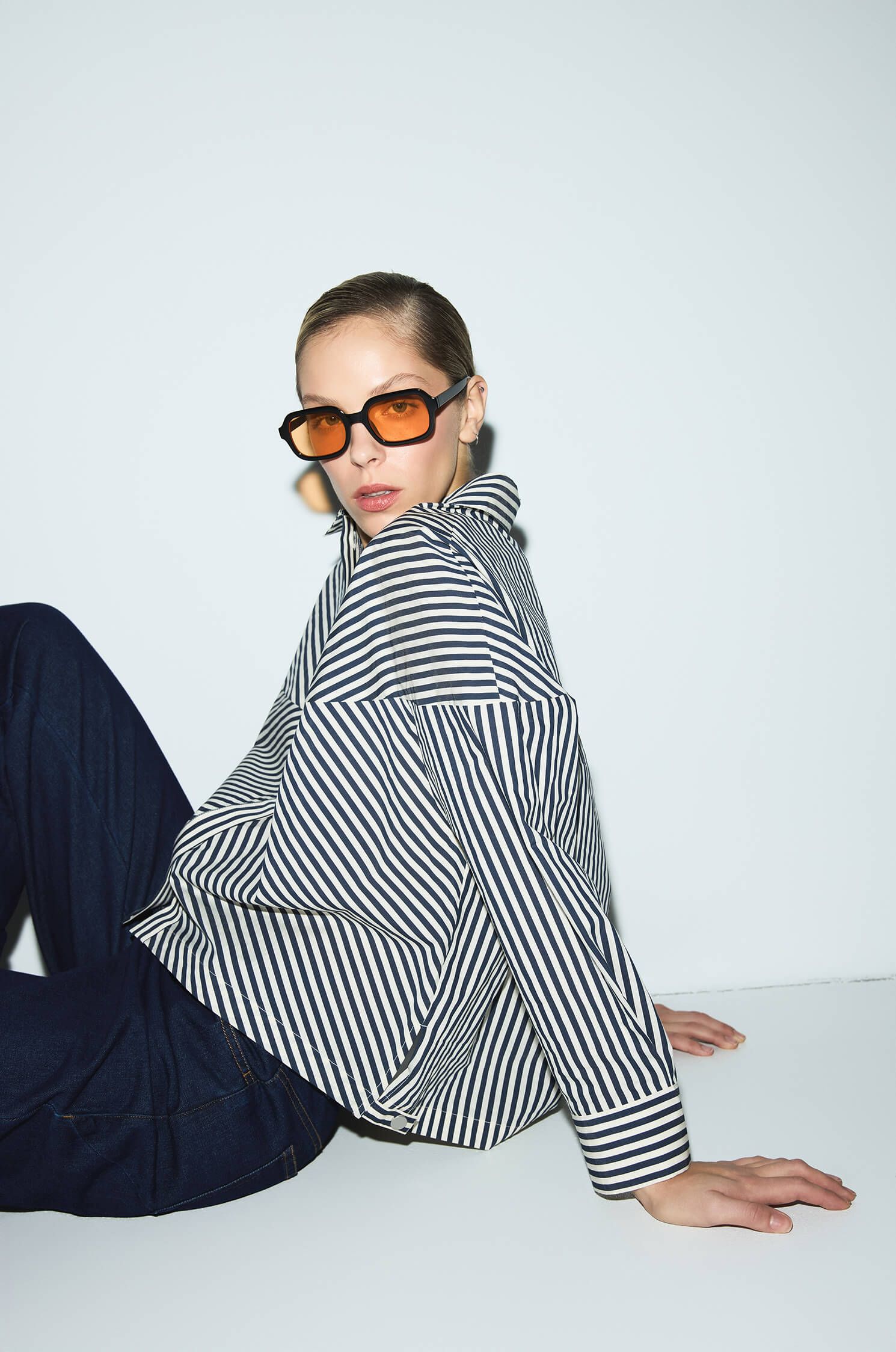 Bawełniana koszula w paski Solar Obraz 3