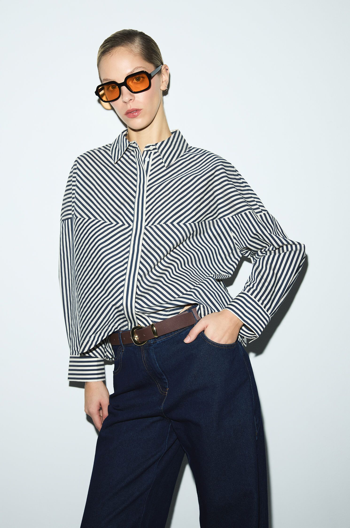 Bawełniana koszula w paski Solar Obraz 1