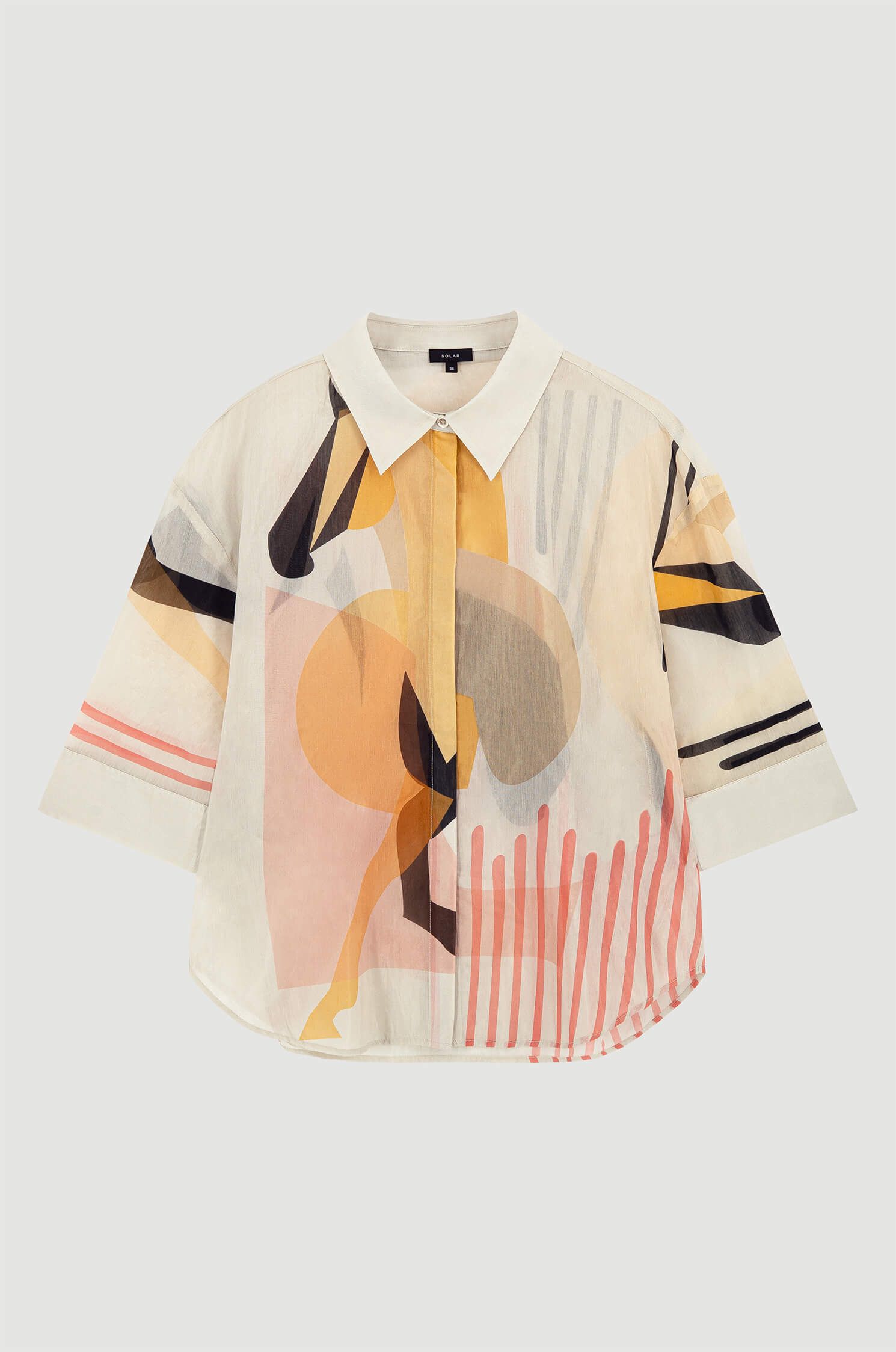 Koszula z bawełny i jedwabiu z printem Solar Obraz 4