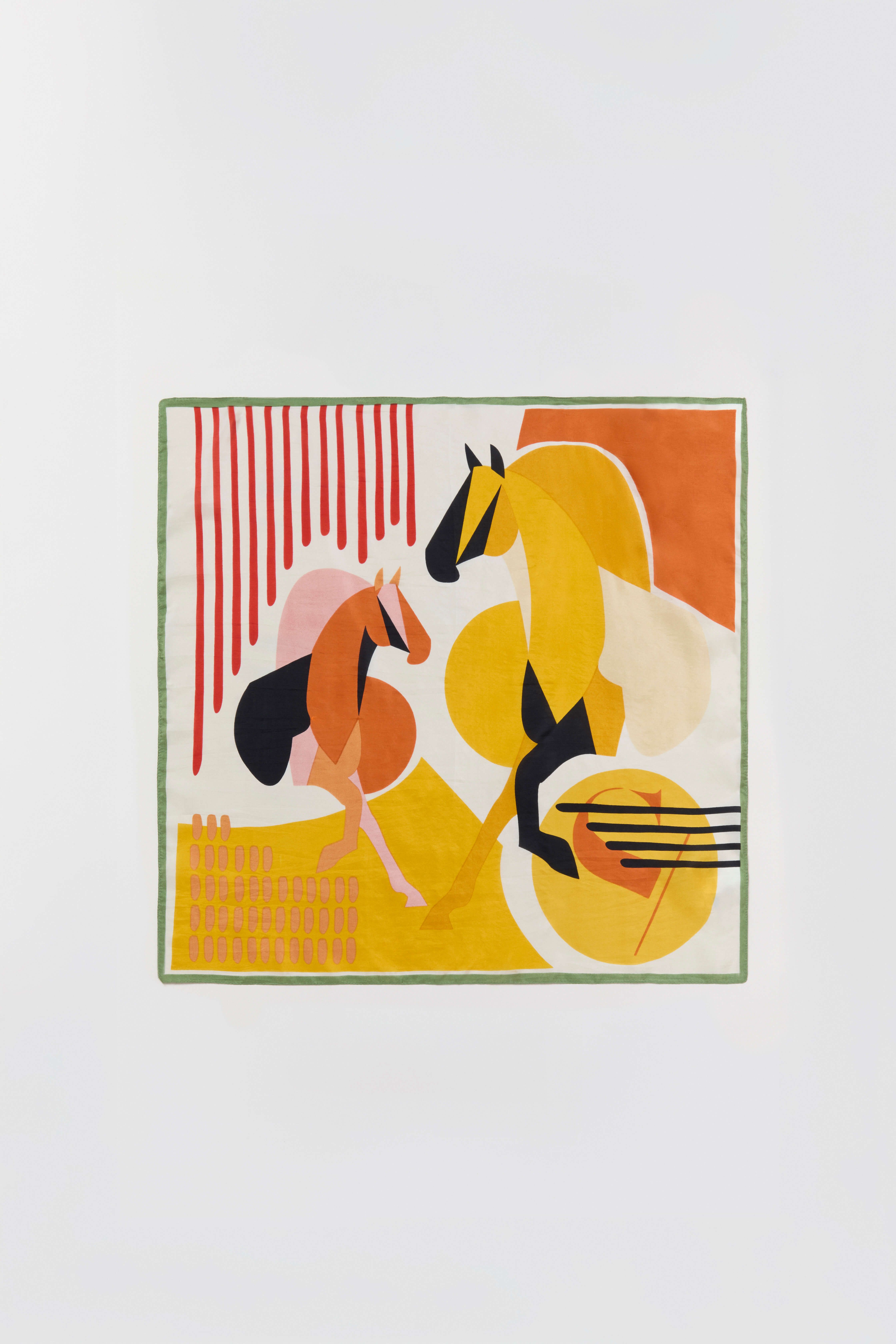 Kolorowa apaszka z jedwabiu z autorskim printem Solar Obraz 2