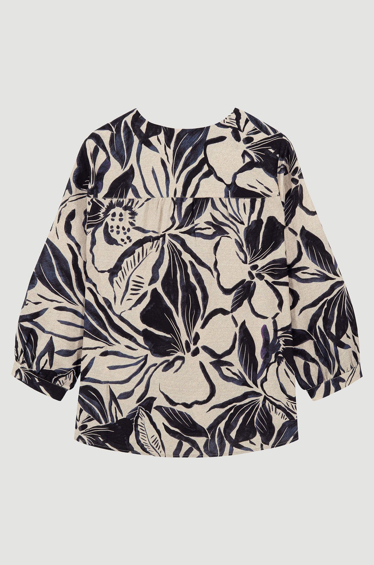 Bluzka z mieszanki lnu i wiskozy z kwiatowym print Solar Obraz 5