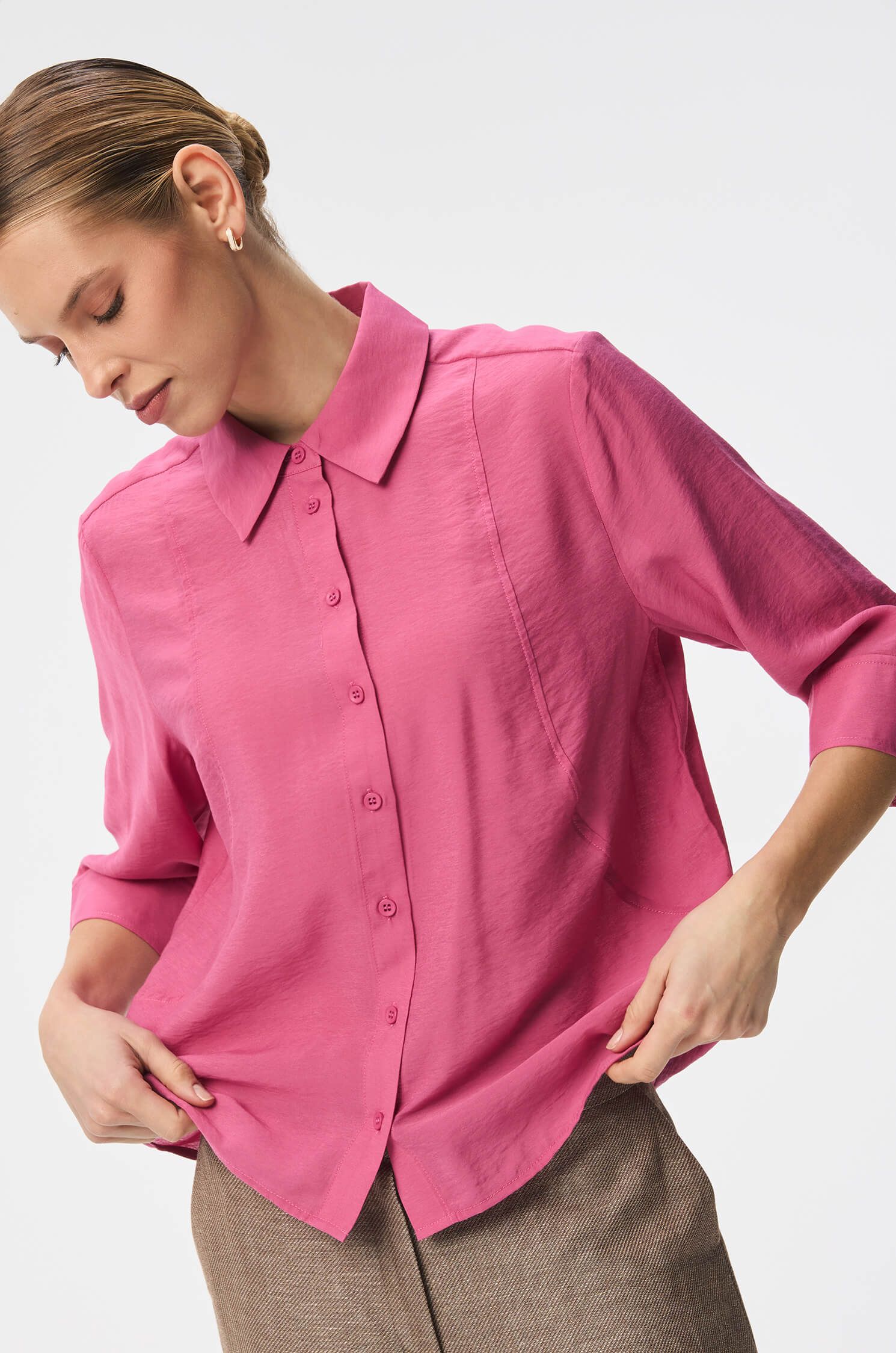 Koszula z wiskozą i rękawem 3/4 Solar Obraz 3