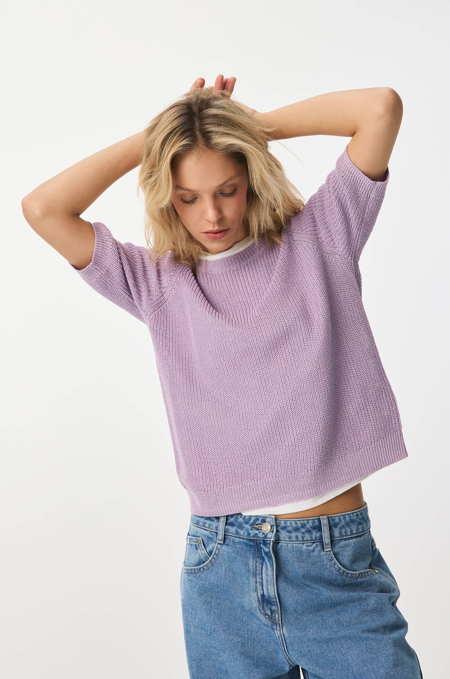 Dzianinowa bluzka z wiskozą Solar Obraz 3