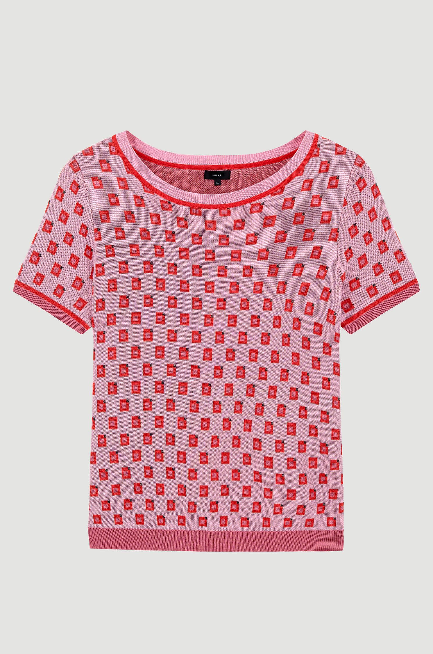 Różowa bluzka w żakardowy wzór Solar Obraz 3