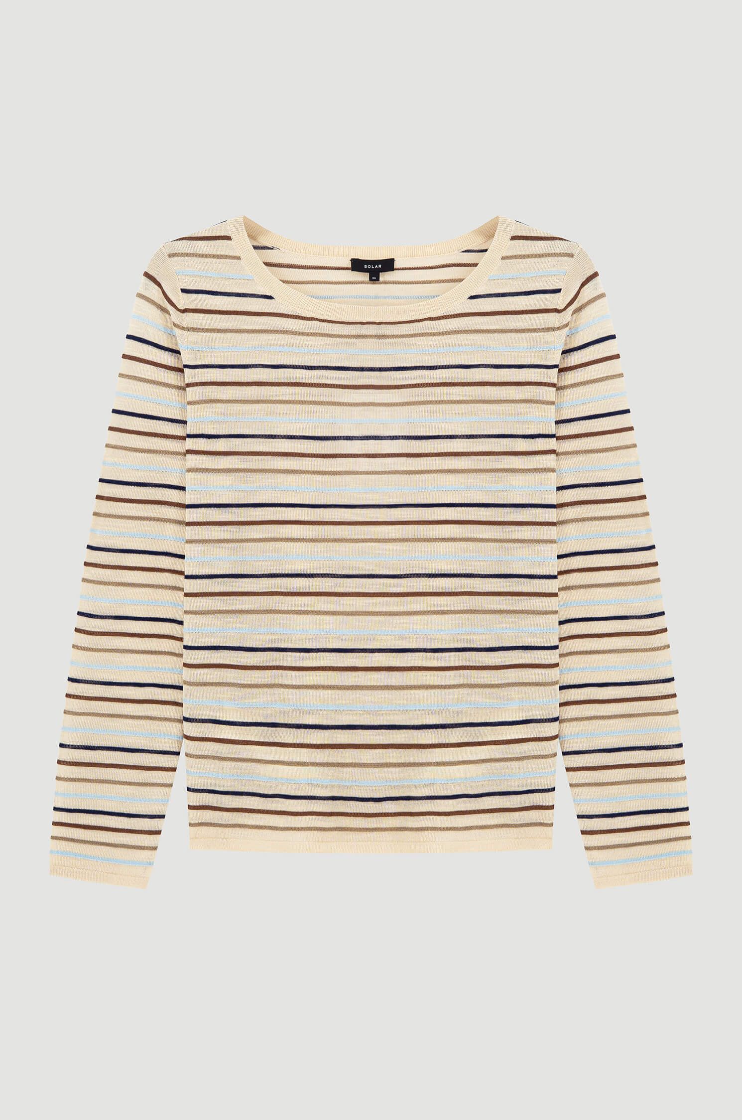 Dzianinowa bluzka w poziome paski Solar Obraz 4