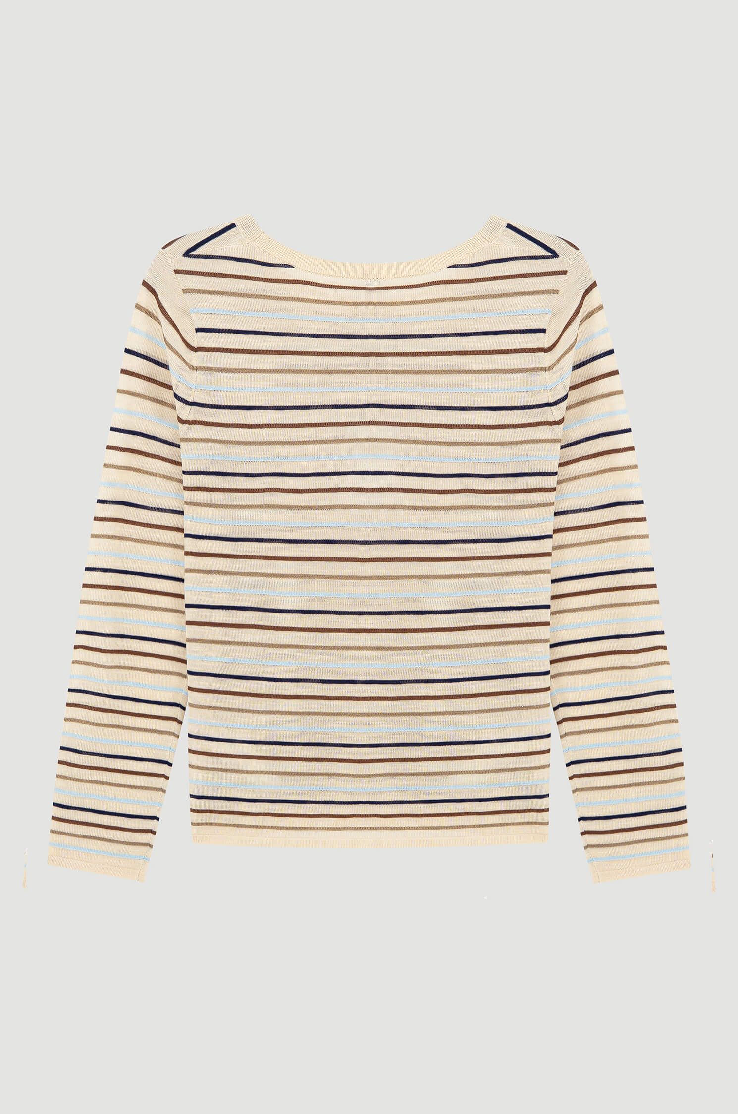 Dzianinowa bluzka w poziome paski Solar Obraz 5