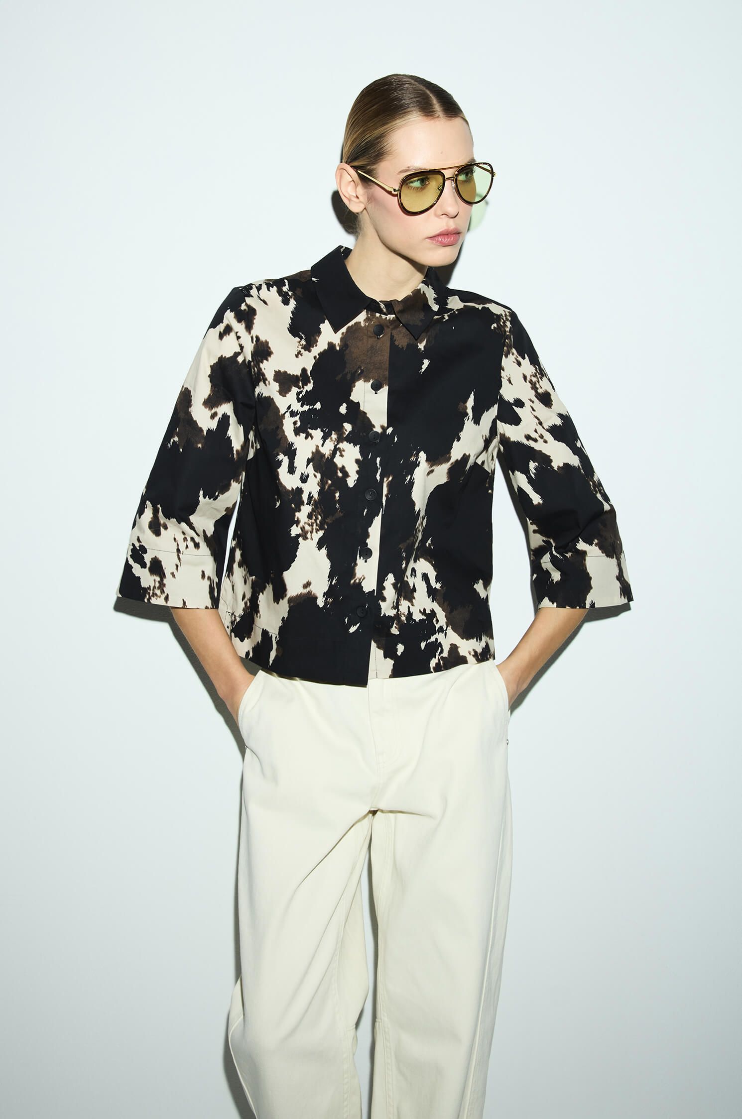 Bawełniana koszula ze zwierzęcym wzorem Solar Obraz 3