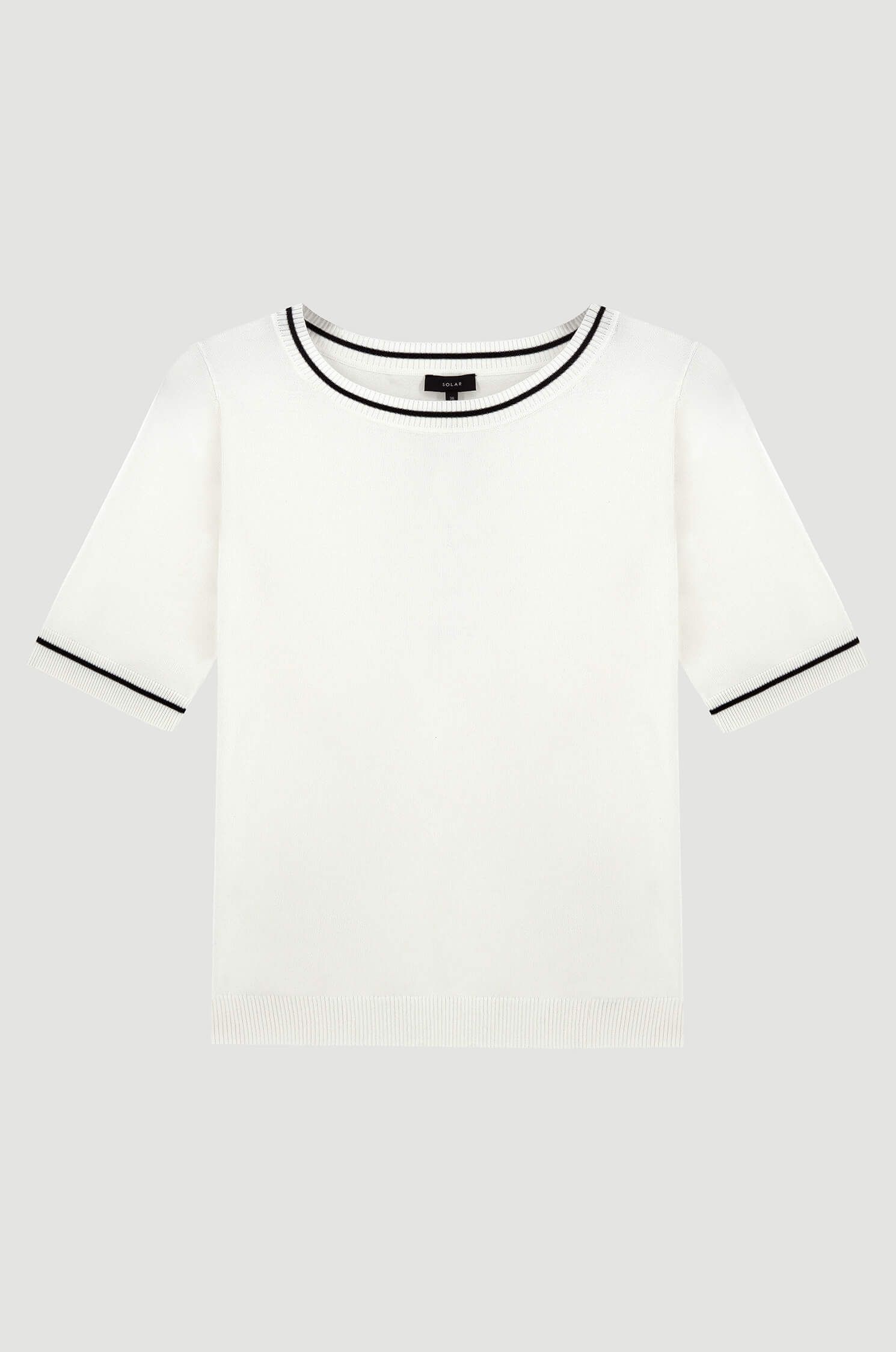 Dzianinowa bluzka z kontrastową lamówką Solar Obraz 4