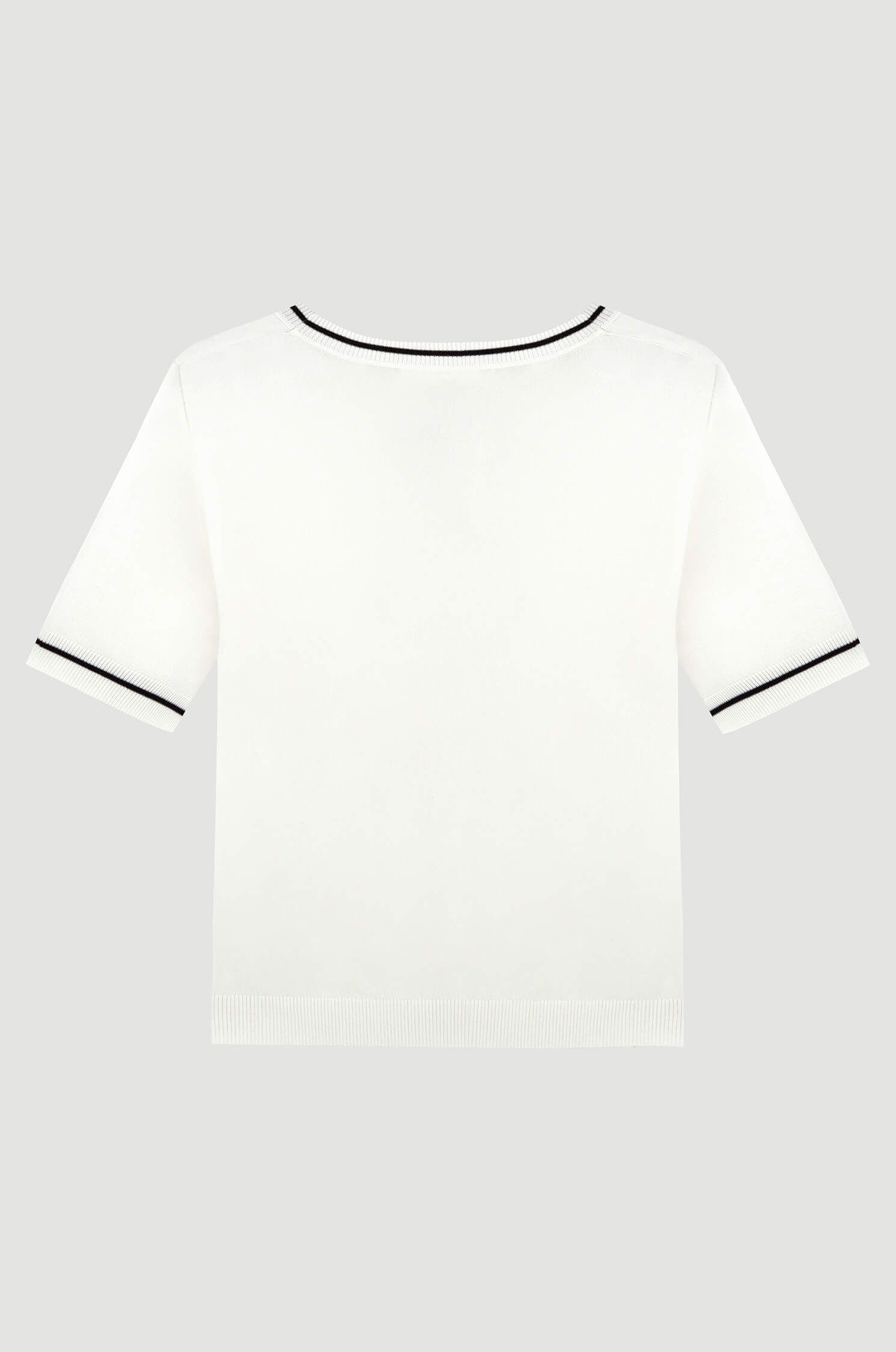 Dzianinowa bluzka z kontrastową lamówką Solar Obraz 5