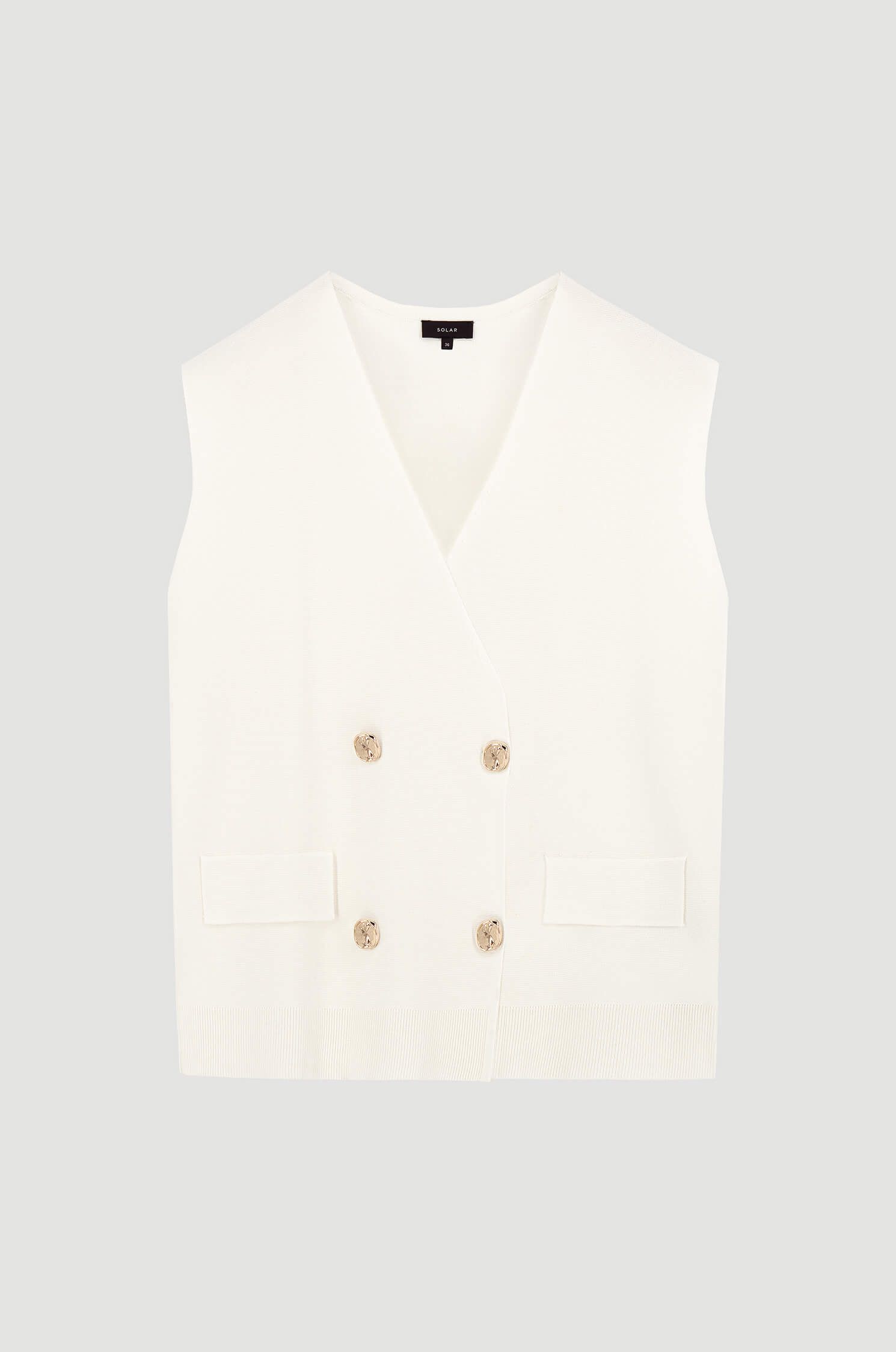 Kamizelka w kolorze ecru ze złotymi guzikami Solar Obraz 5