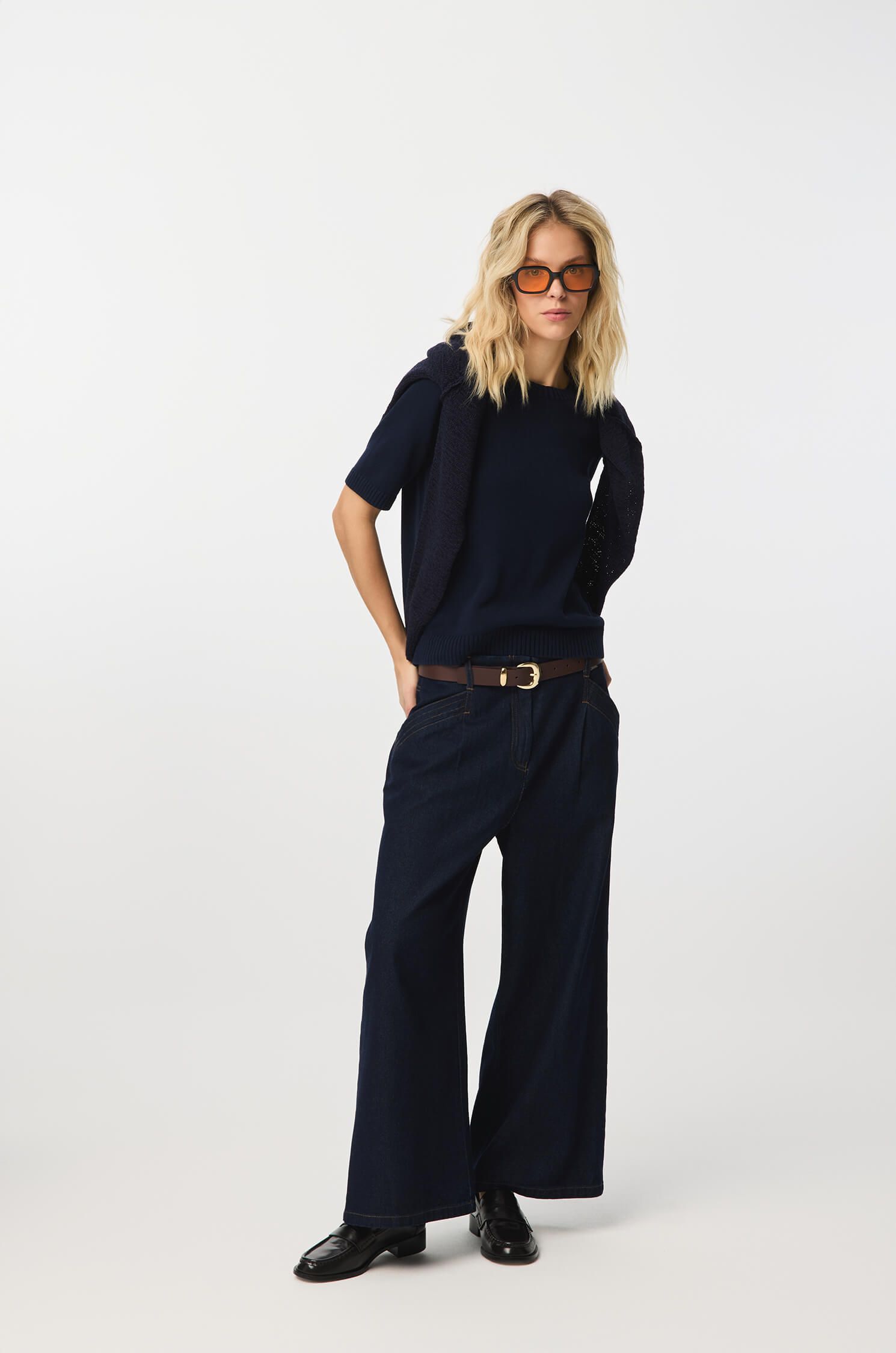 Bawełniana bluzka z dzianiny Solar Obraz 3