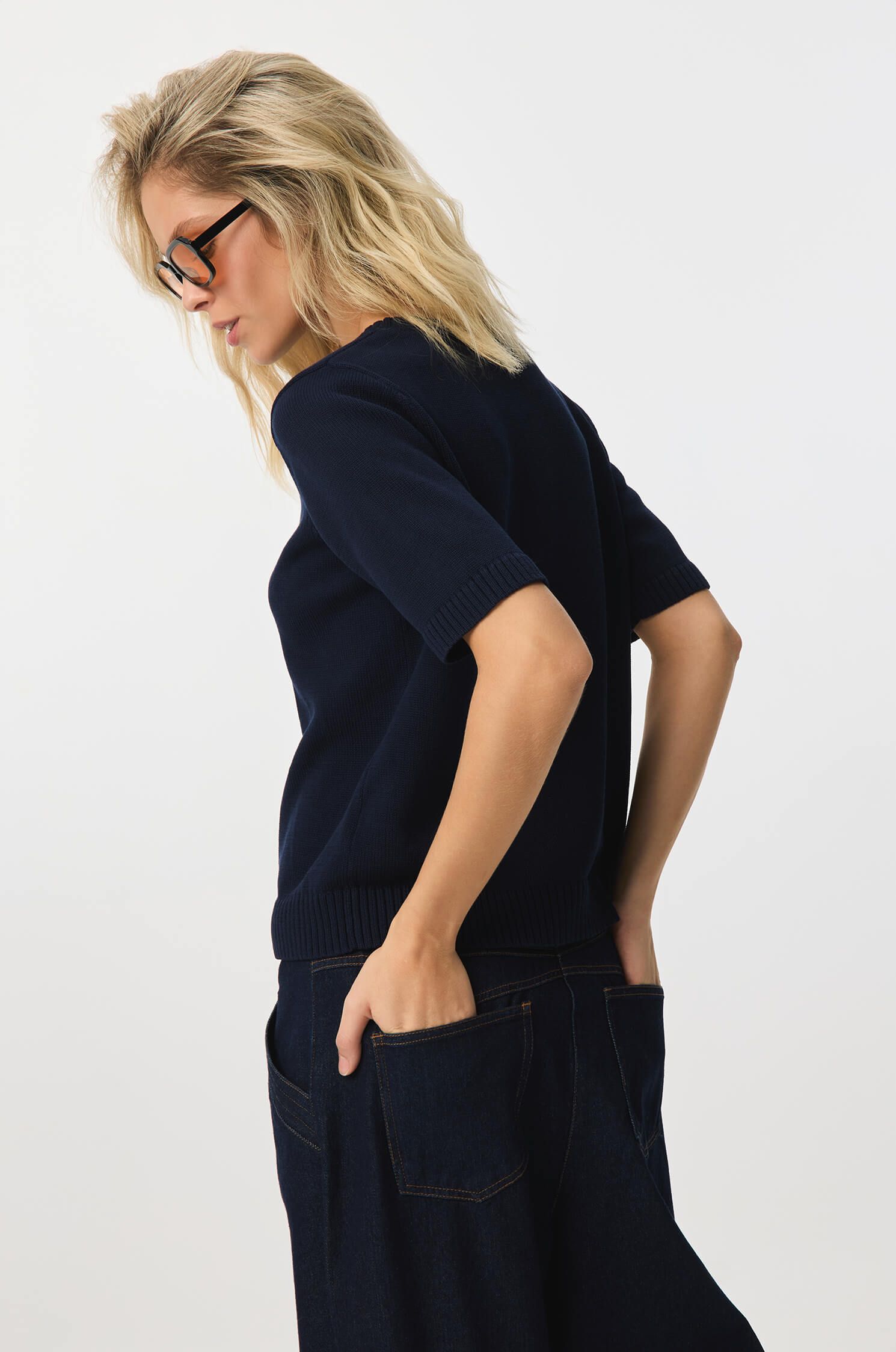 Bawełniana bluzka z dzianiny Solar Obraz 4