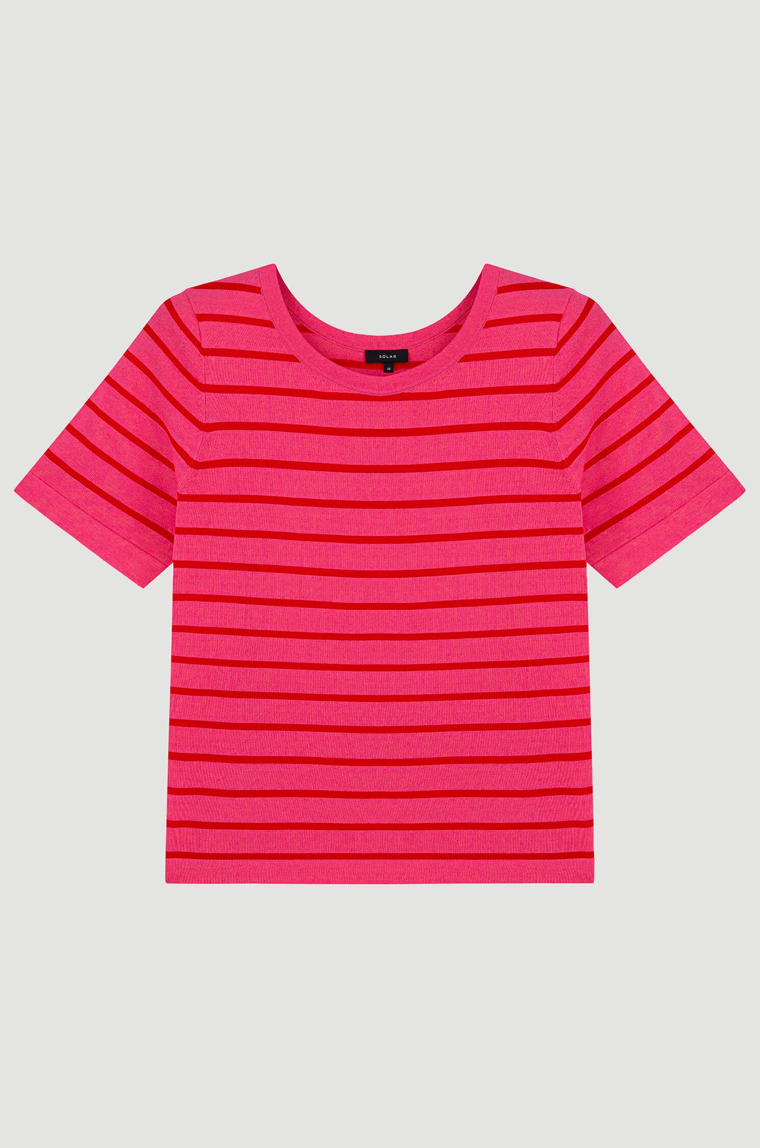 Różowa bluzka w poziome pasy Solar Obraz 4