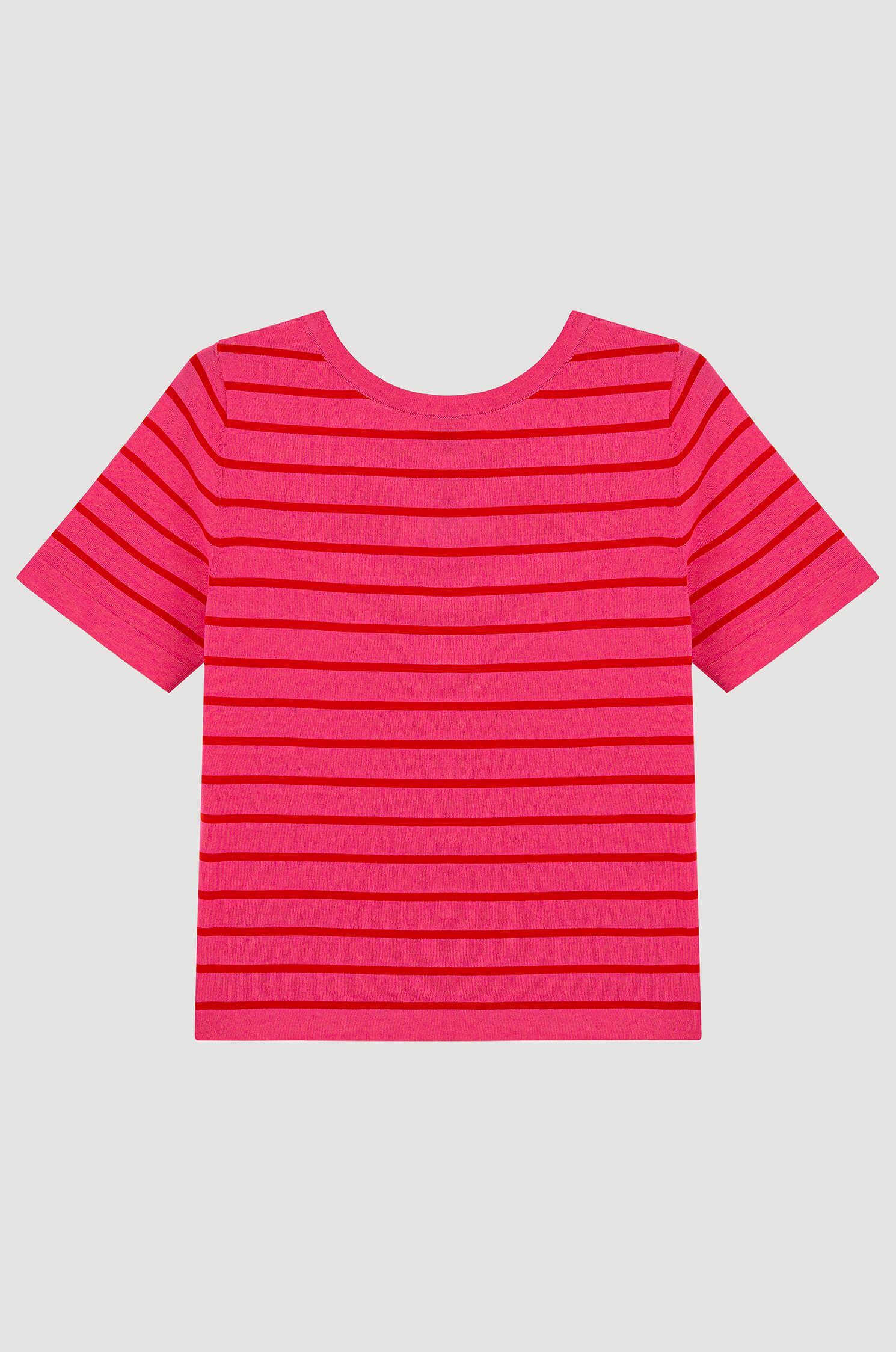 Różowa bluzka w poziome pasy Solar Obraz 5