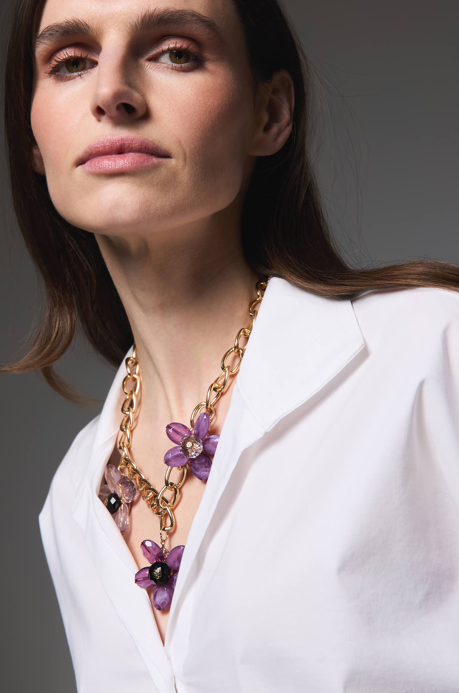 Naszyjnik łańcuchowy z fioletowymi zawieszkami Solar Obraz 1