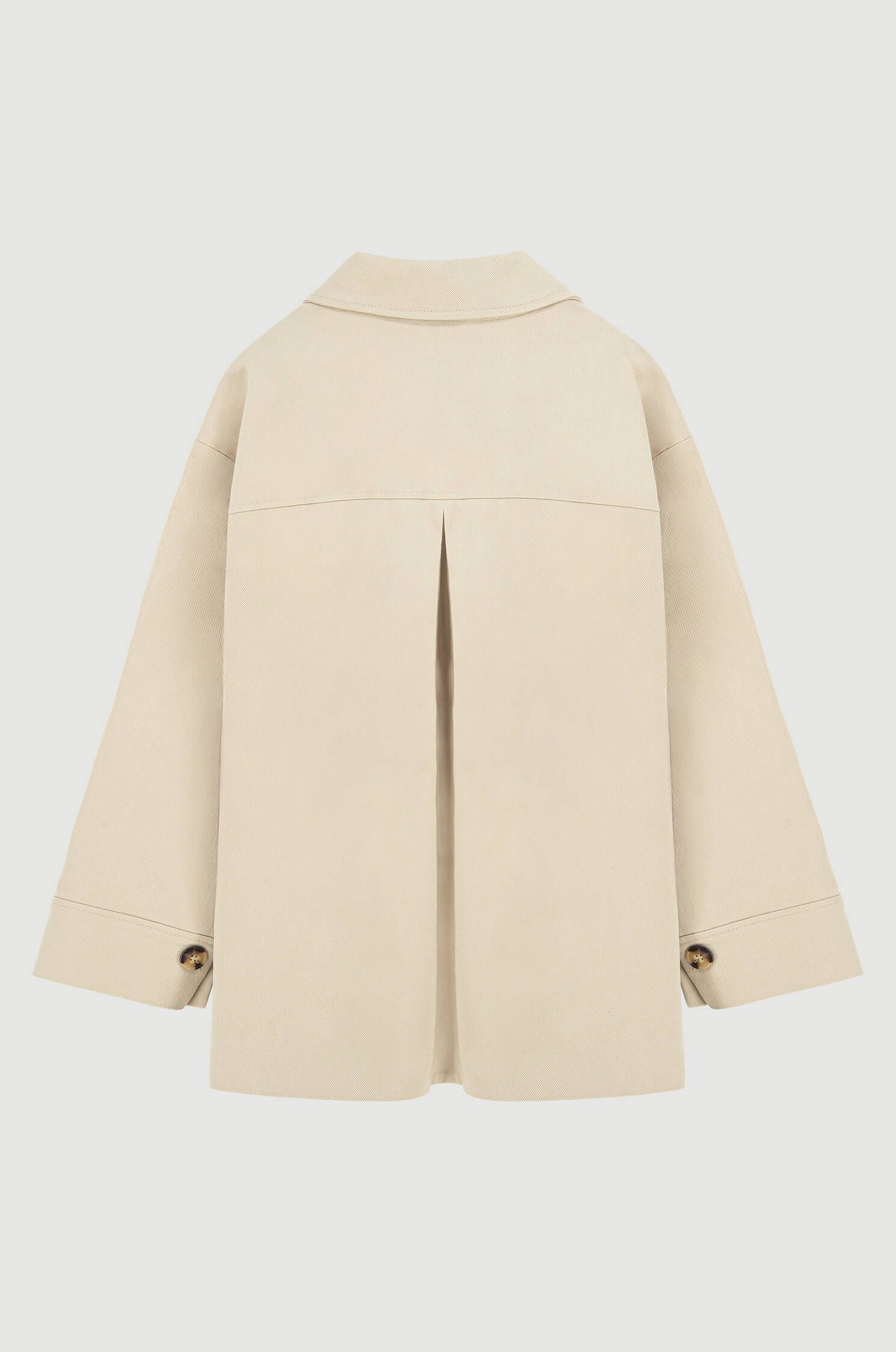 Beżowy płaszcz z dwurzędowym zapięciem Solar Obraz 5