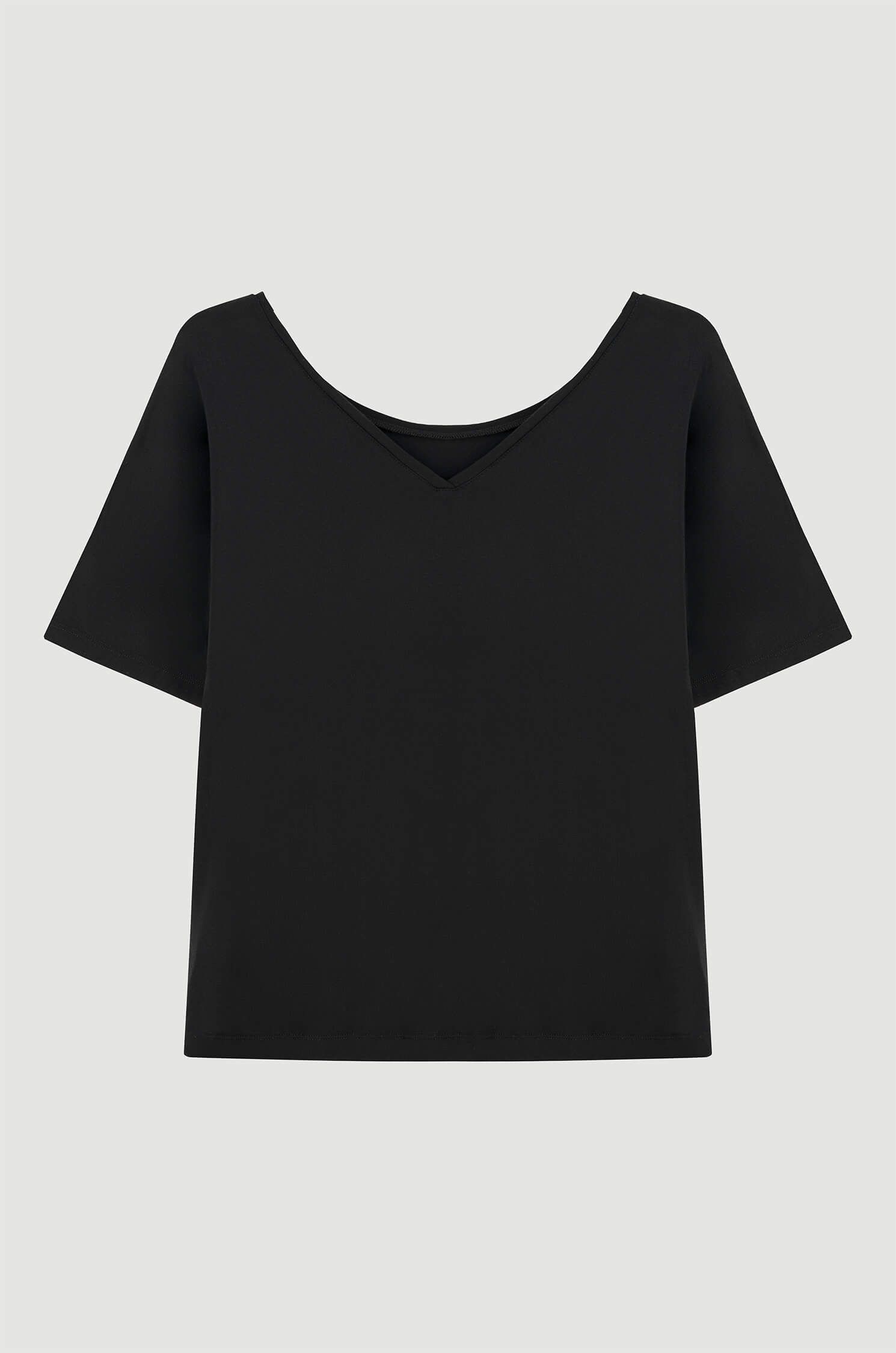 Dwustronna czarna bluzka z wiskozą Solar Obraz 4