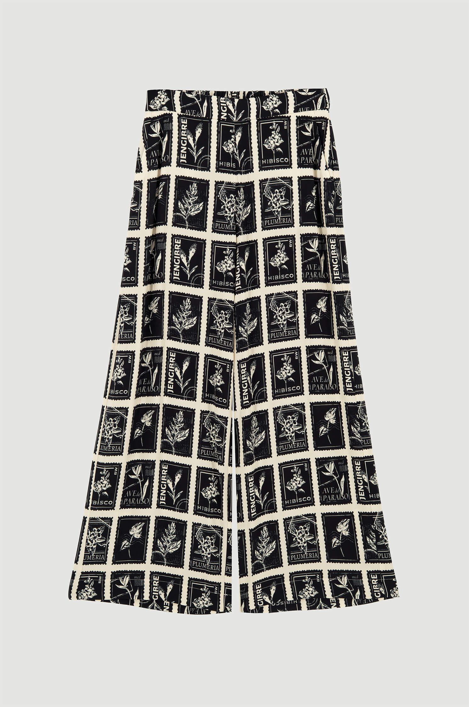 Wiskozowe spodnie z motywem znaczków Solar Obraz 4