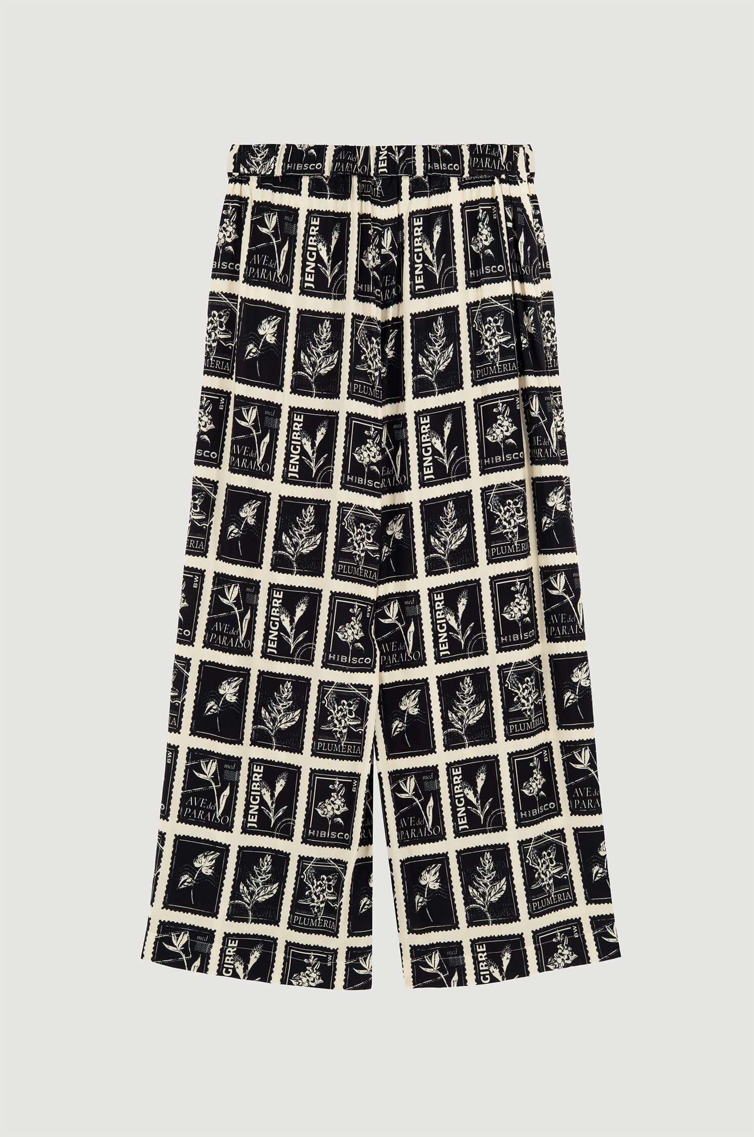 Wiskozowe spodnie z motywem znaczków Solar Obraz 5