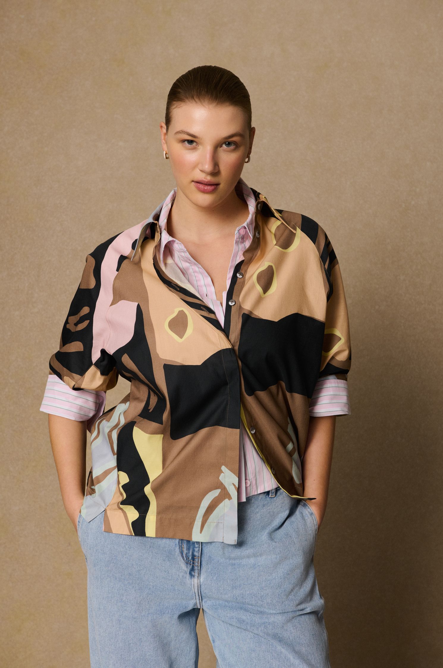 Bawełniana koszula z pastelowym printem Solar Obraz 2