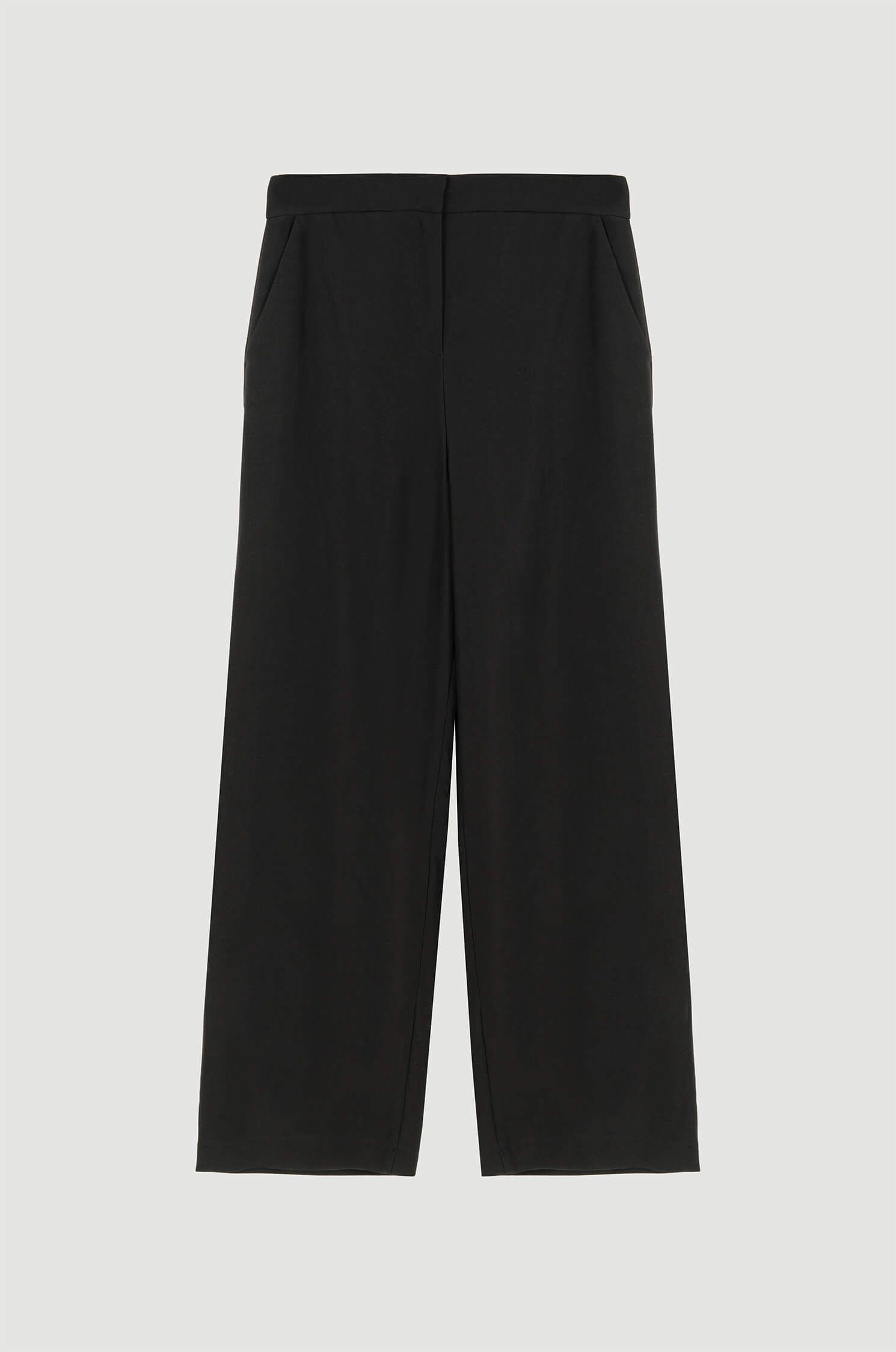 Czarne spodnie z dodatkiem lnu Solar Obraz 5