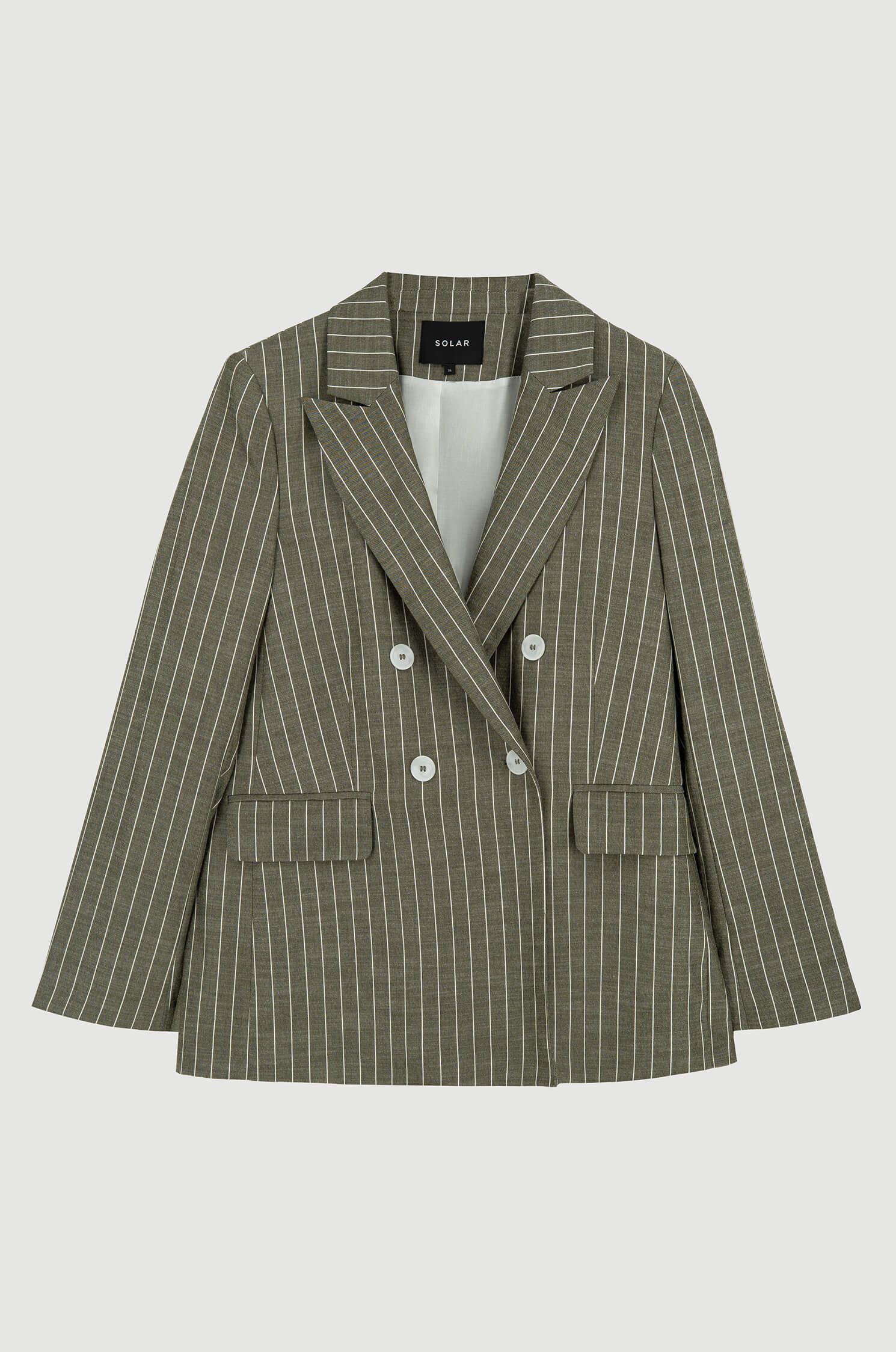 Marynarka w prążek z dwurzędowym zapięciem Solar Obraz 2