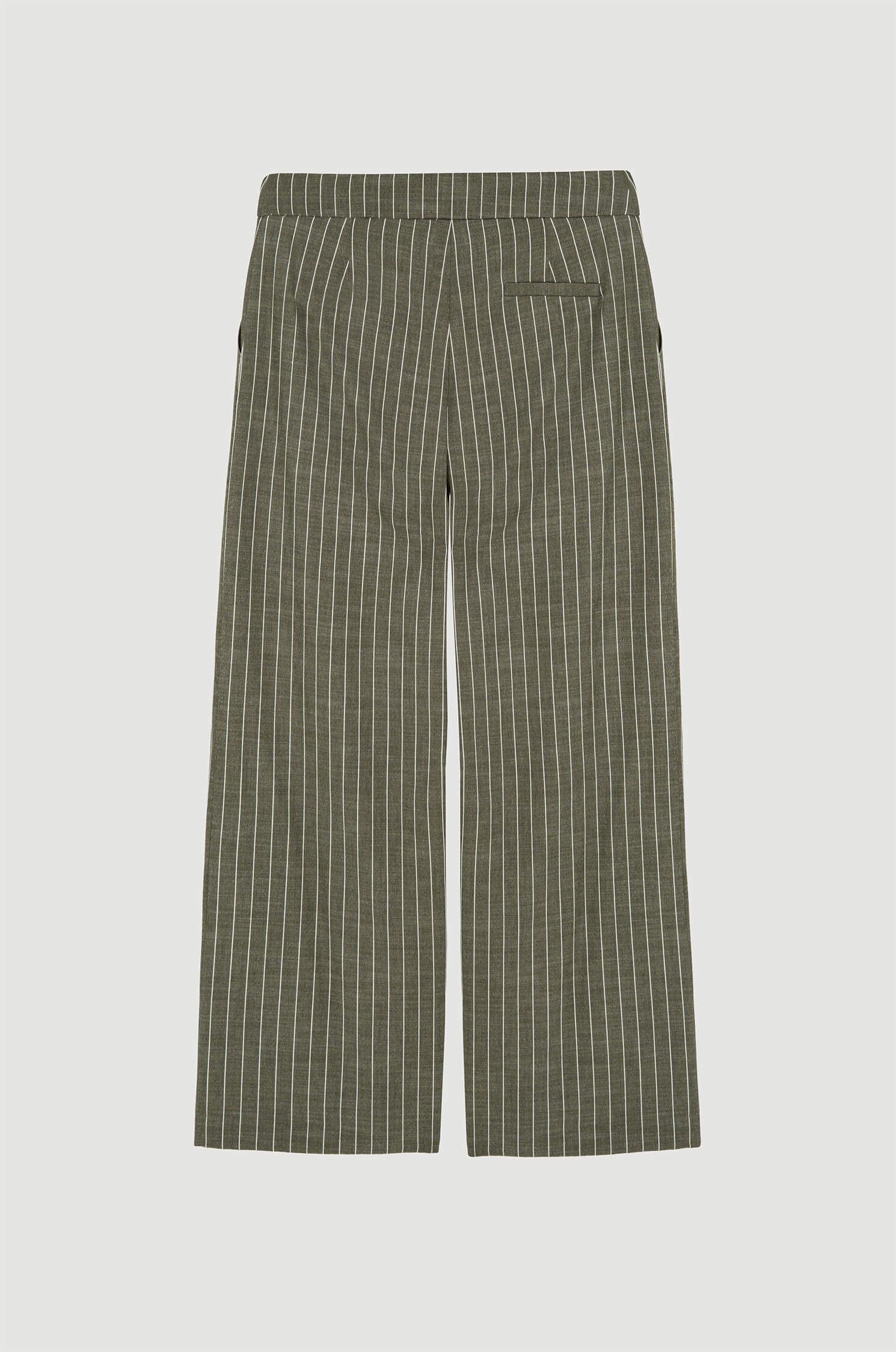 Spodnie khaki z szeroką nogawką w prążek Solar Obraz 2