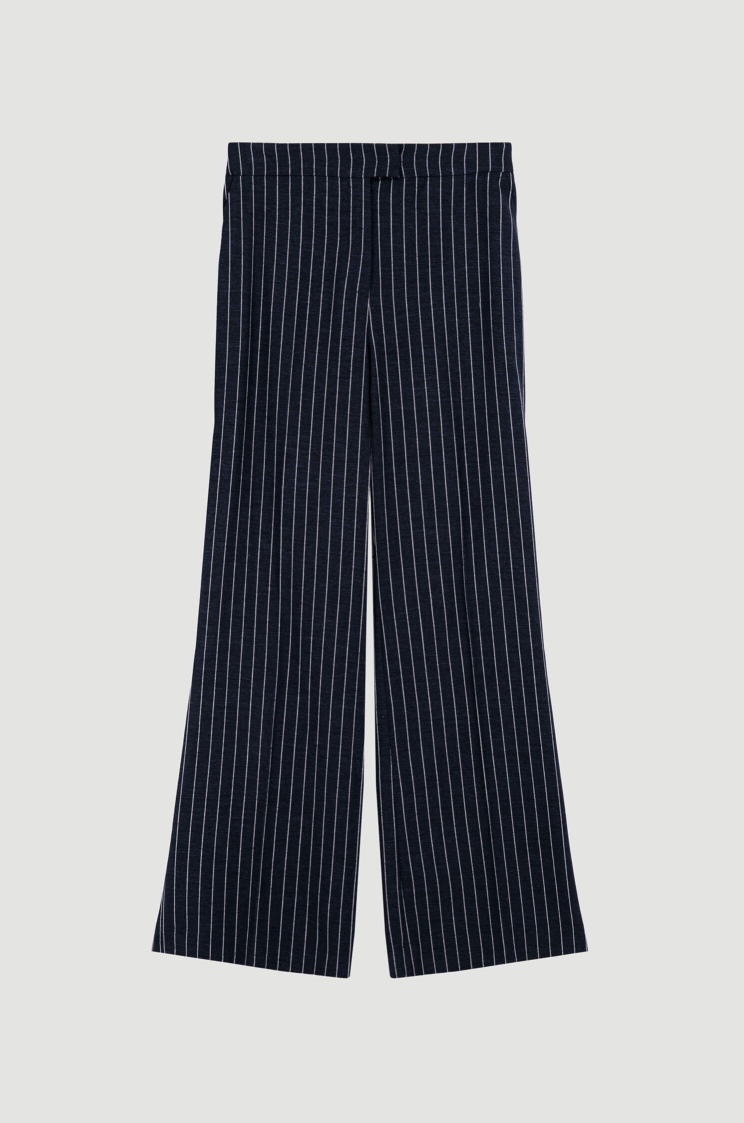 Granatowe spodnie w prążek Solar Obraz 4