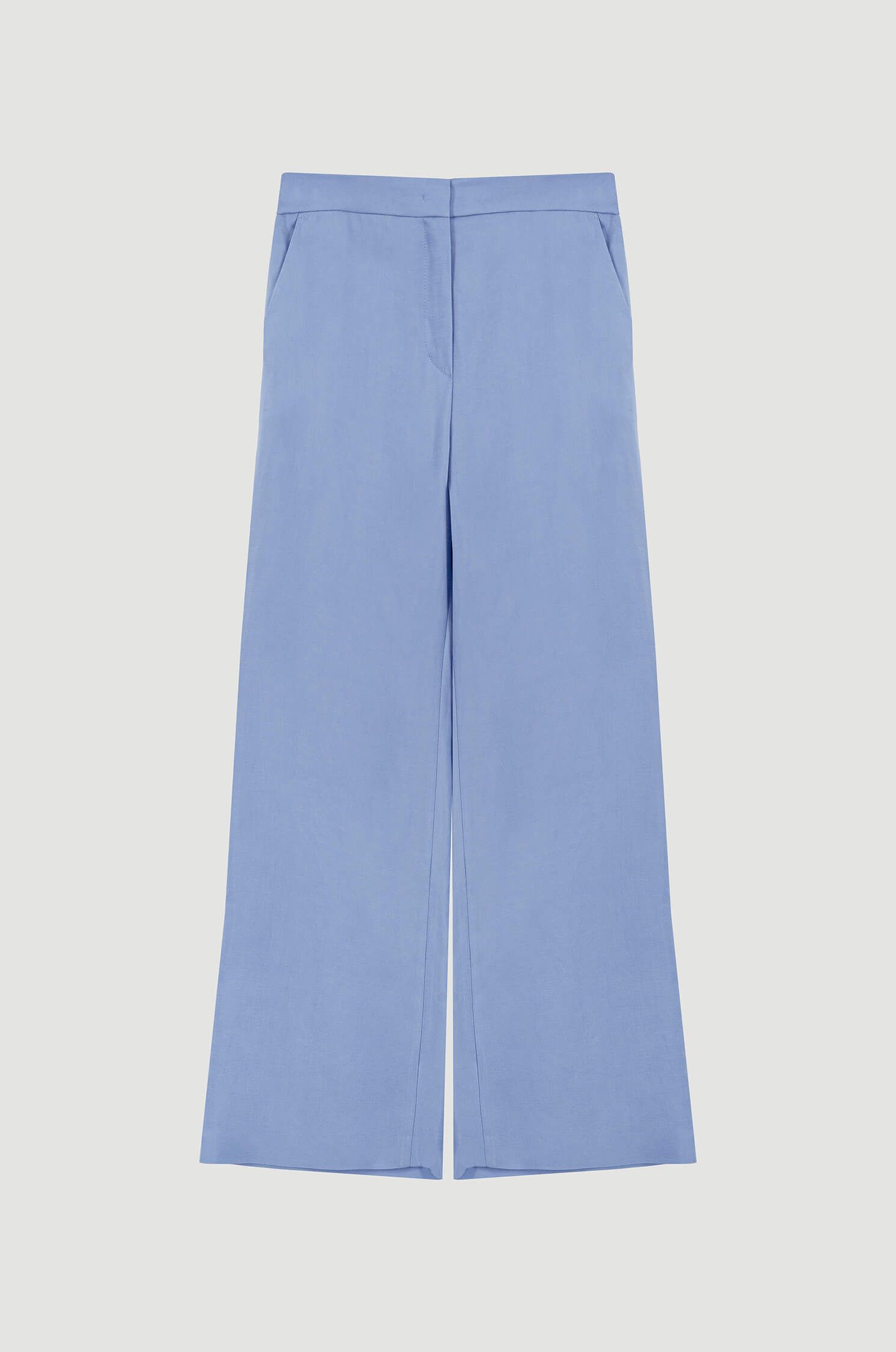 Błękitne spodnie z wiskozy i lnu Solar Obraz 5