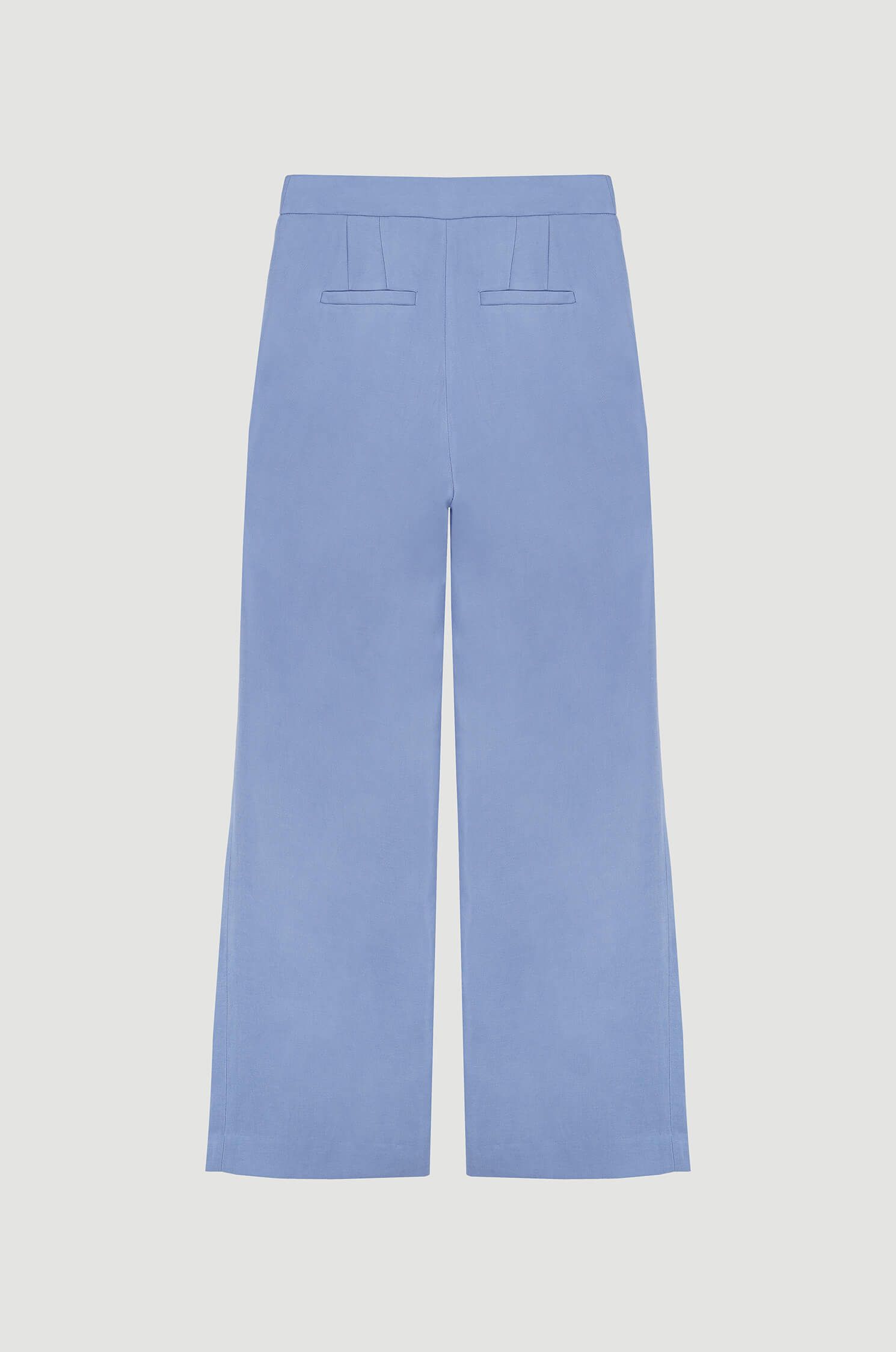 Błękitne spodnie z wiskozy i lnu Solar Obraz 6