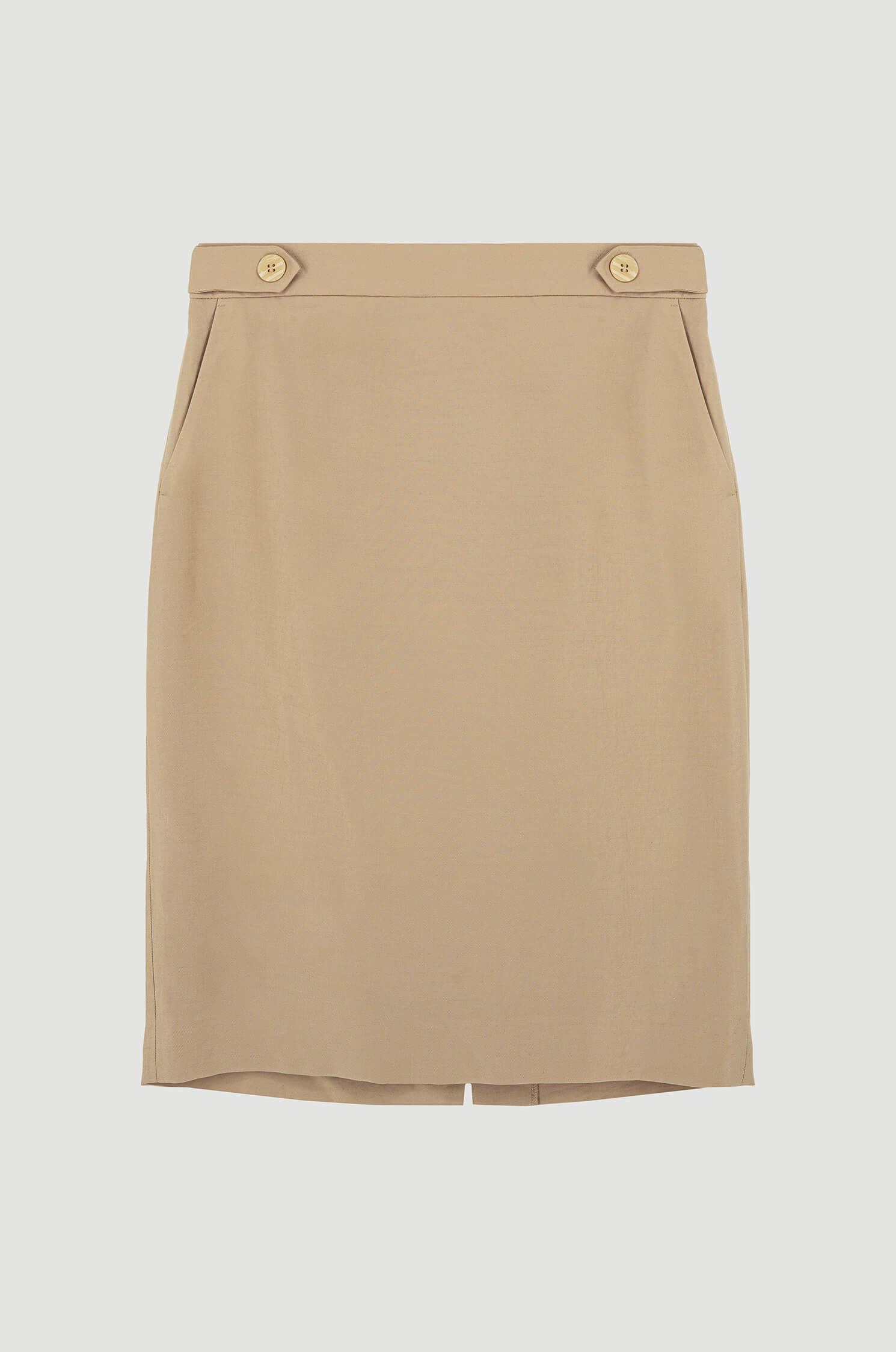 Beżowa spódnica do kolan Solar Obraz 4