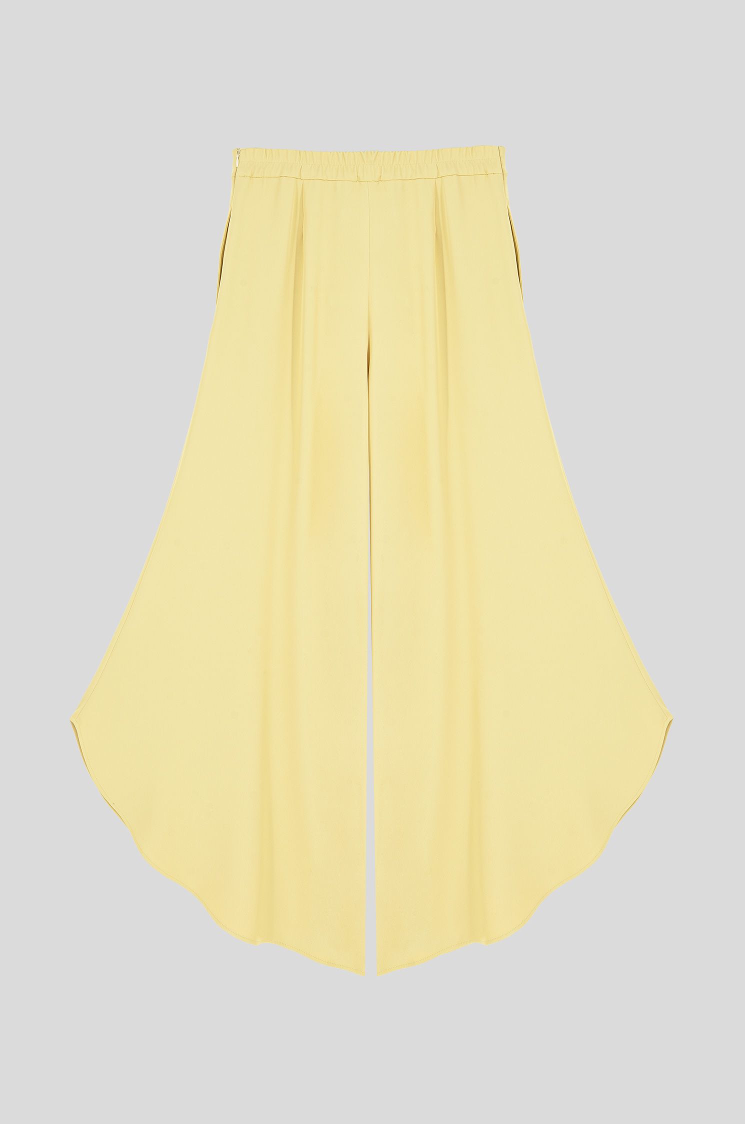 Jasnożółte spodnie wide leg Solar Obraz 5